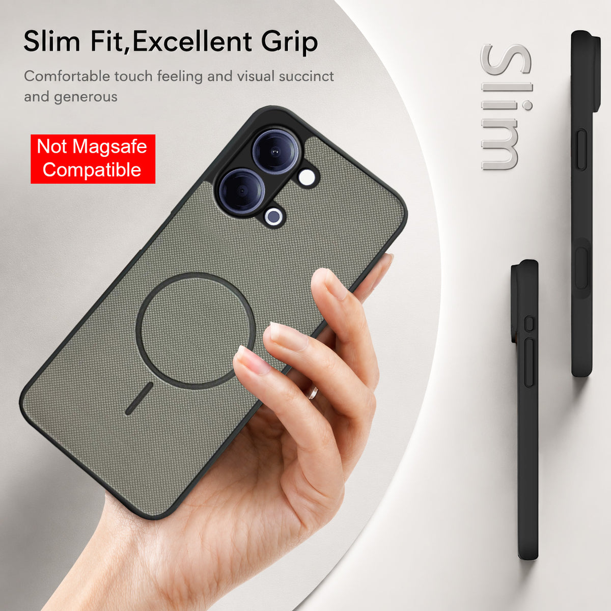 For Vivo Y05 4G Back Cover Case PU Leather (Texture Grip Design | Professional Minimalist | Camera Protection | Soft and Flexible)