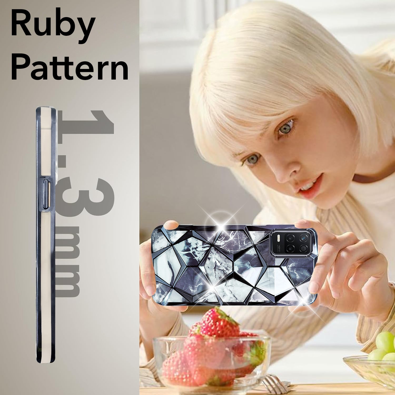 For Realme Narzo 30 5G Back Cover Case (Dual Design Glitter Sparkle and Detachable Diamond Print Case | Soft and Flexible)