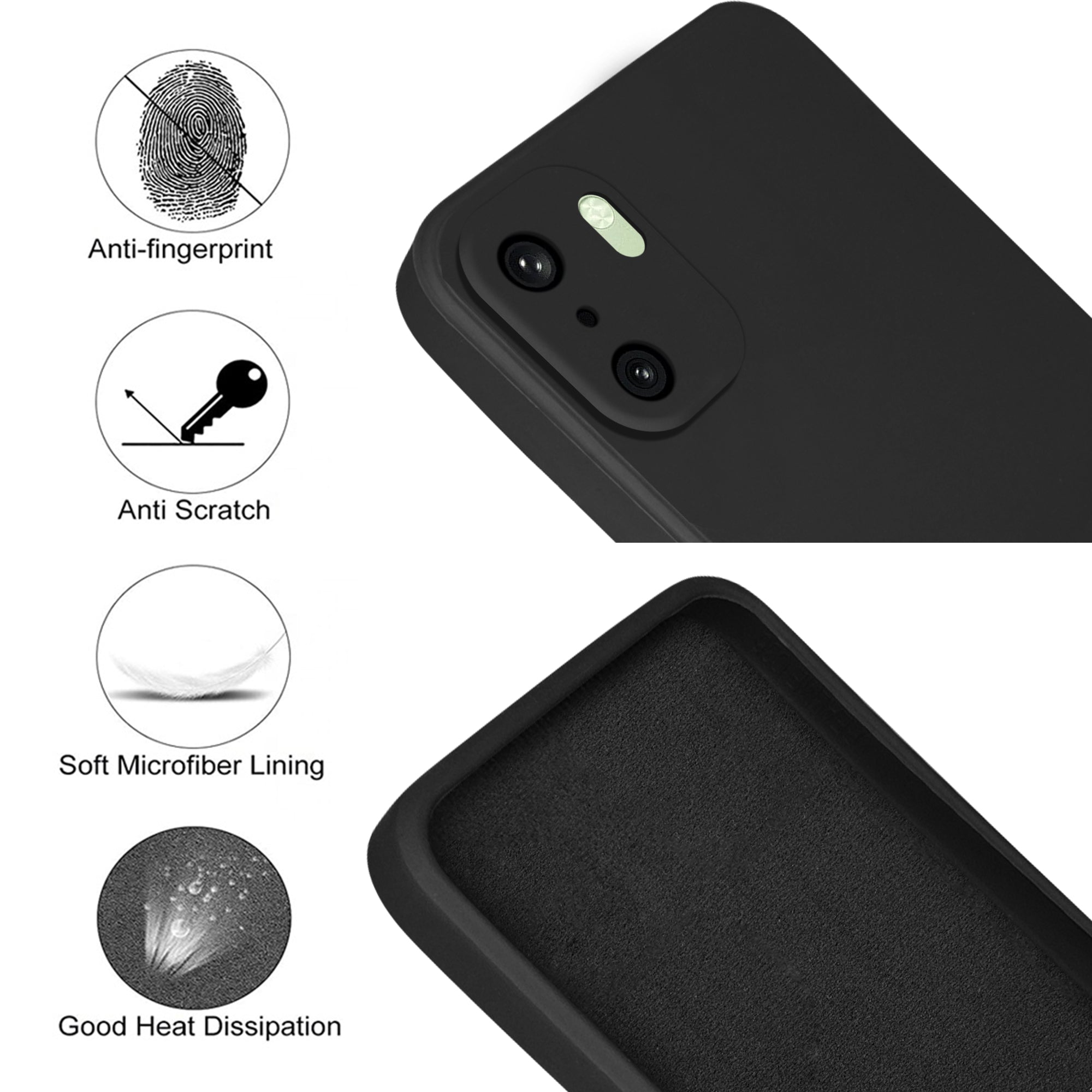 For OnePlus 15R Back Cover Case (Matte Finish Silicone with Inside Fiber cloth)