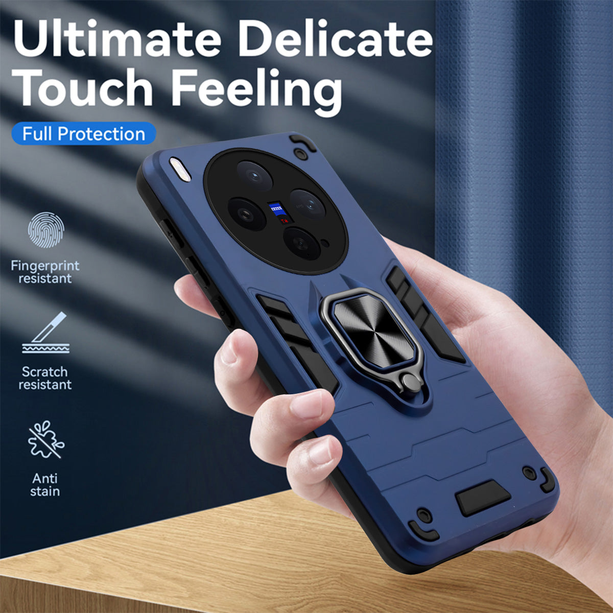 For Vivo X300 5G Back Cover Case Hybrid Armor (Shockproof Dual Layer Polycarbonate |Ring Holder Kickstand)