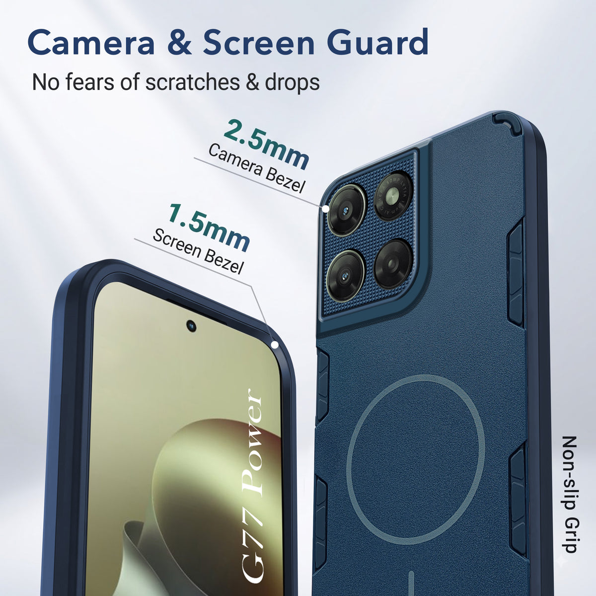 For Motorola Moto G77 Power Back Cover Case (Slim Hybrid Armor | Shockproof Camera Protection | Rugged Dual Layer)