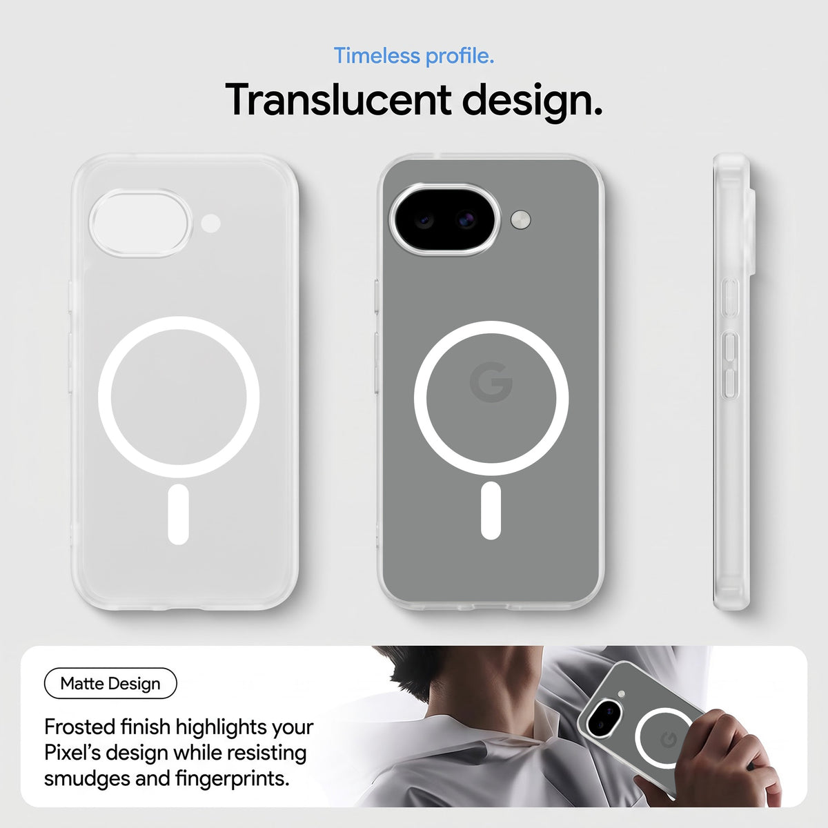 For Google Pixel 10a Matte Finish Back Case Cover (MagSafe Compatible | Translucent Soft Touch | Slim and Unbreakable)