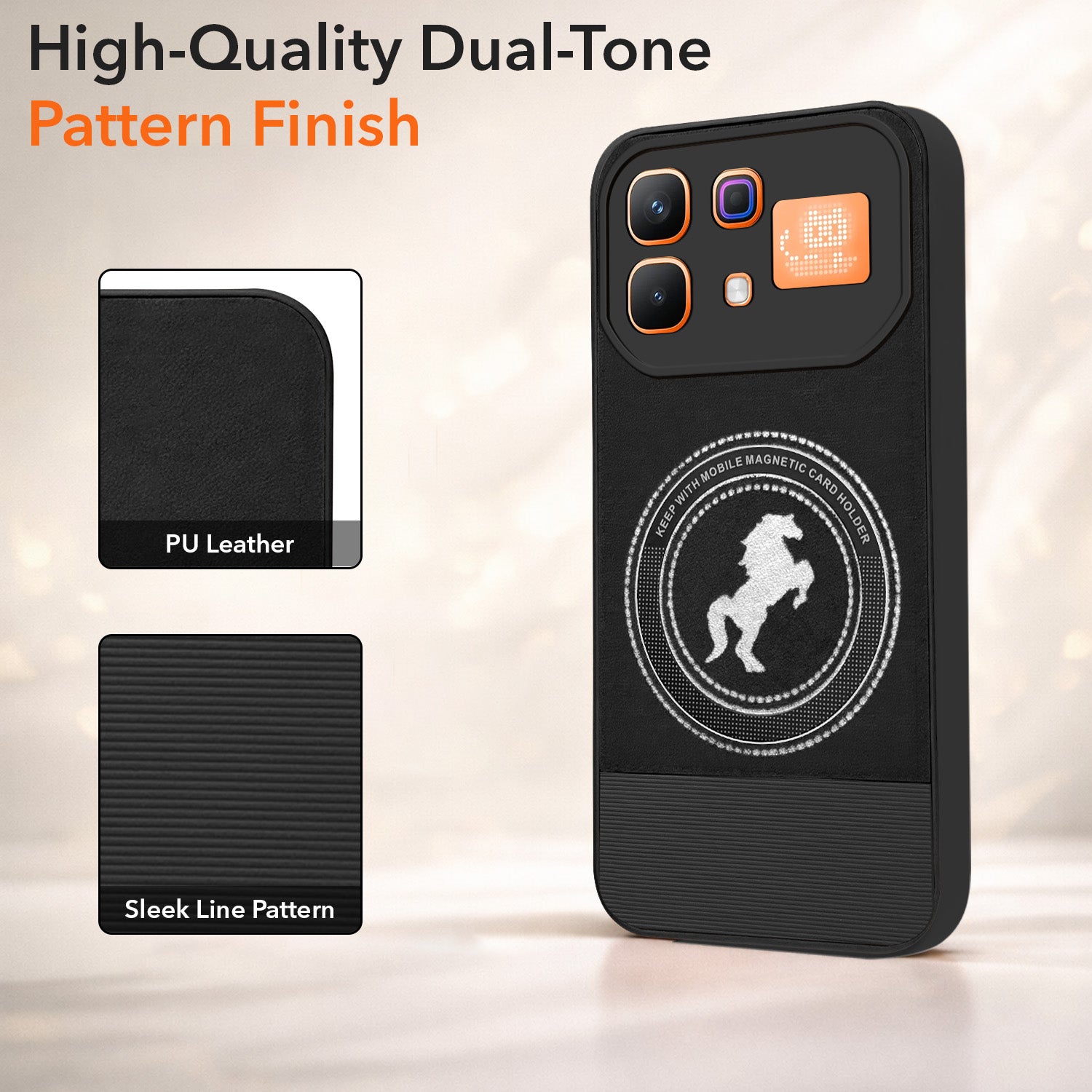 For Infinix Note 60 Pro 5G Back Cover Case PU Leather Finish (Professional Minimalist Texture | MagSafe Compatile | Camera Protection | Sleek Sober Formal)