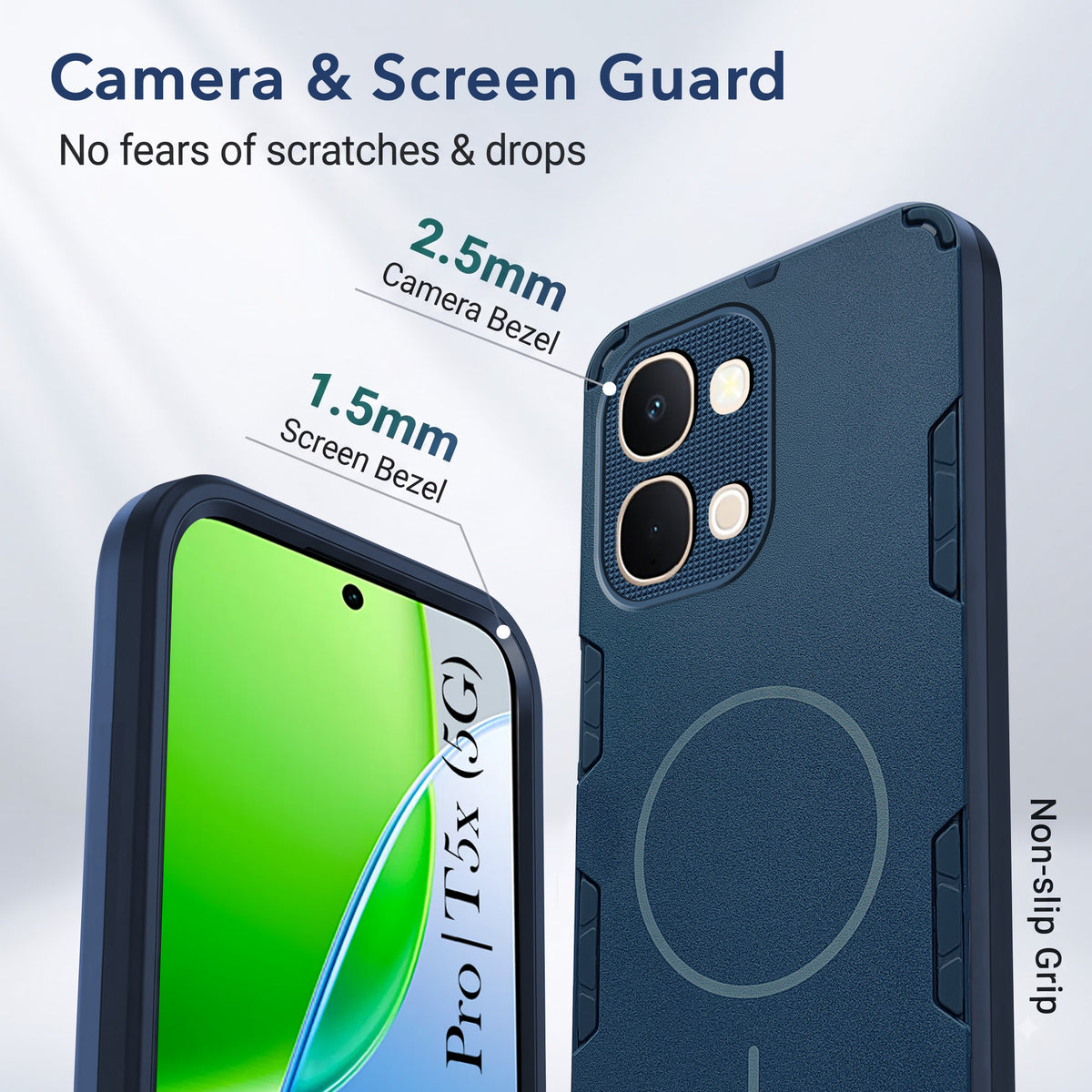 For Vivo Y51 Pro 5G | Vivo T5x Back Cover Case (Slim Hybrid Armor | Shockproof Camera Protection | Rugged Dual Layer)