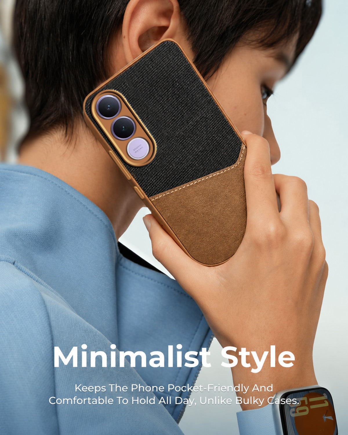 For Vivo V70 FE 5G Back Cover Case (Dual PU Leather Stitch | Professional Minimalist | Soft and Flexible)