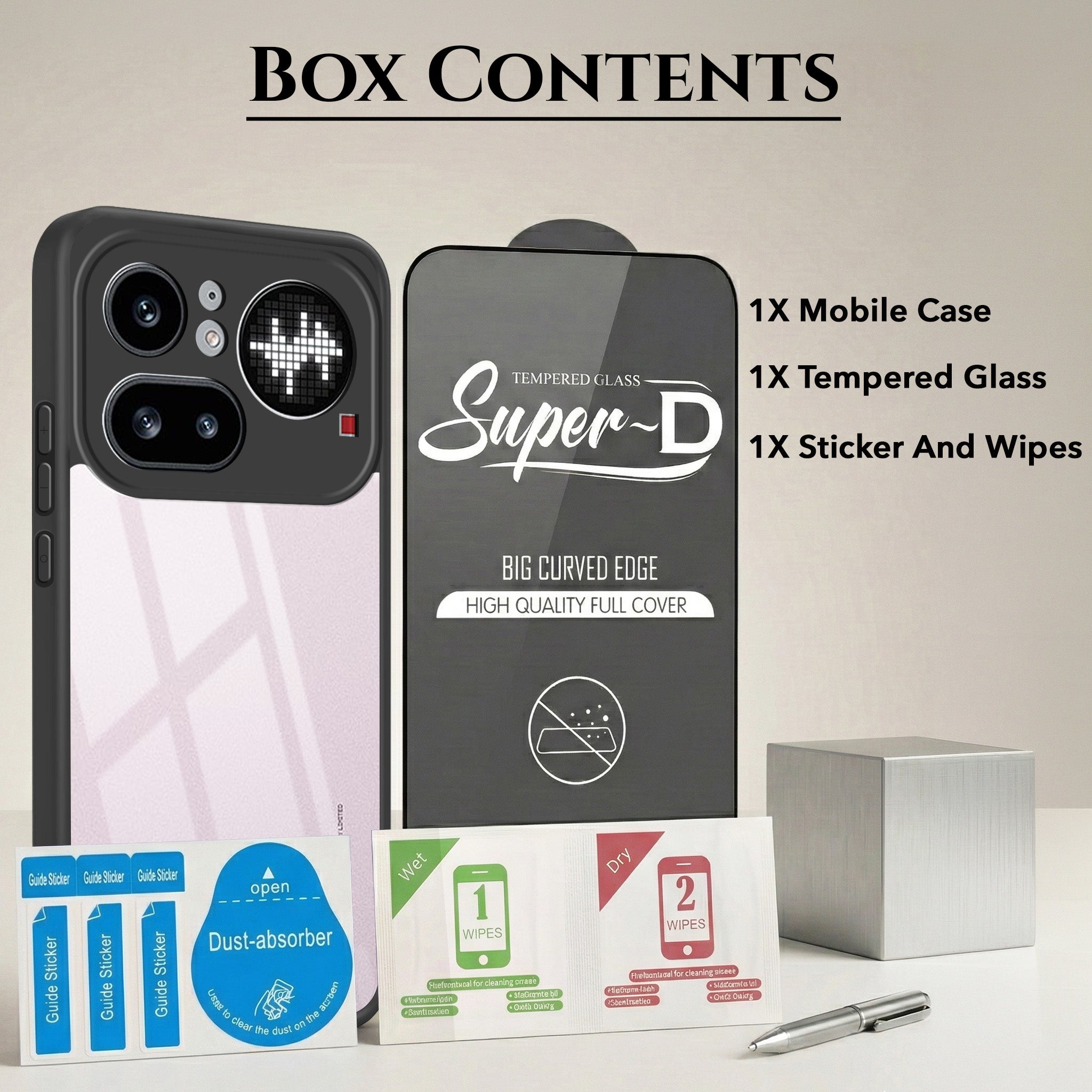 For Nothing Phone 4A Pro 5G Combo with Back Cover and 9H Tempered Glass (Lifetime Anti-Yellow | Crystal Clear Shockproof | Oleophobic Coating Screen Glass)