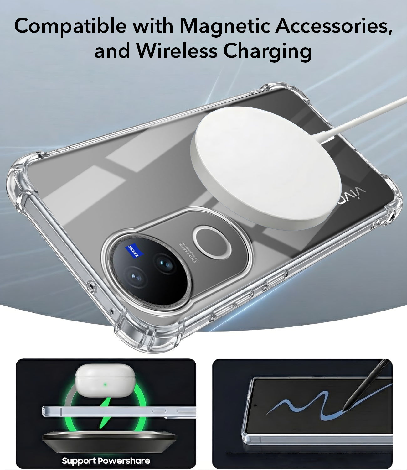 For Vivo V50 | Vivo V50e Back Cover Shockproof Crystal-Clear (Magsafe Wireless Support | Drop & Camera Protection | Hard Polycarbonate)