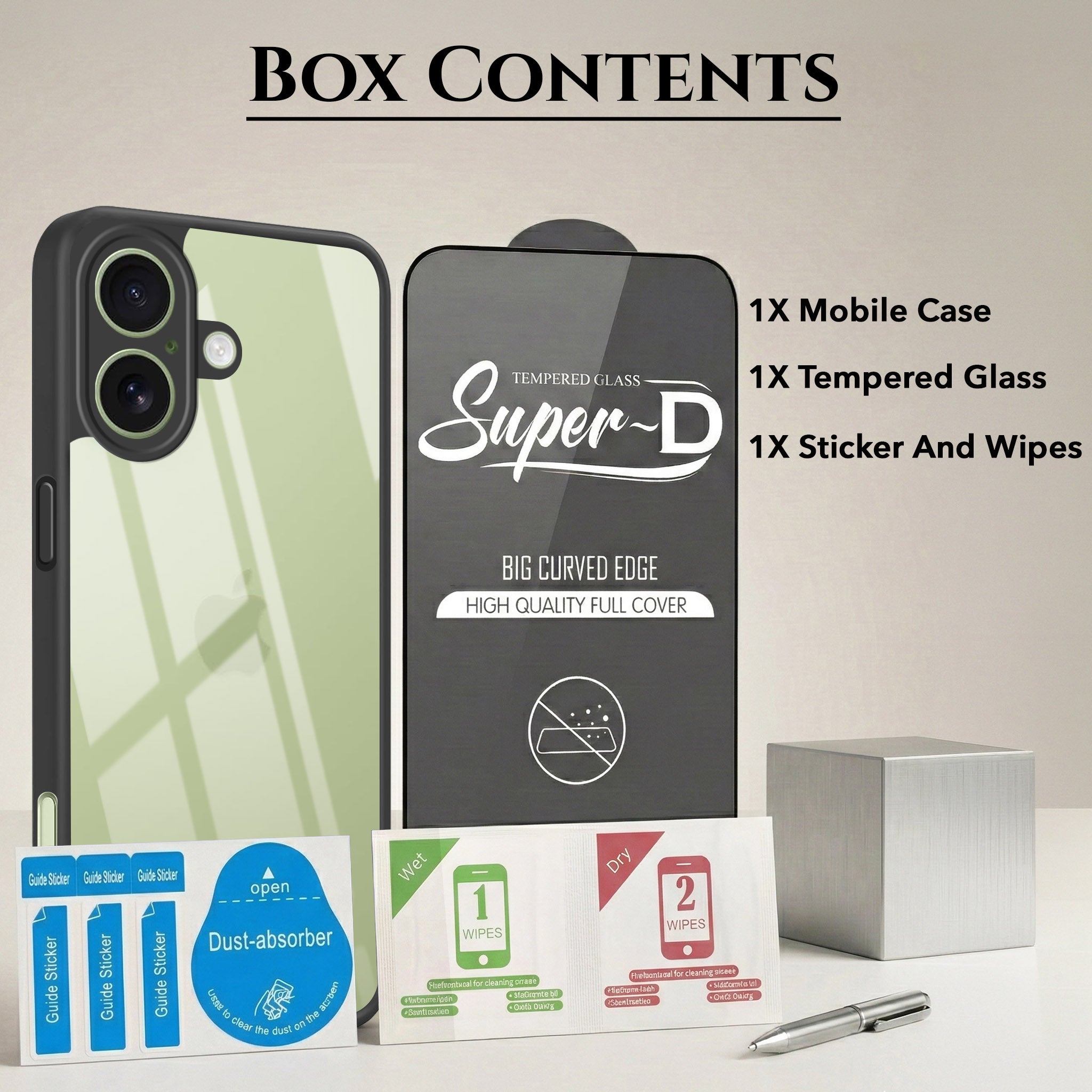 For Apple iPhone 17 Combo with Back Cover and 9H Tempered Glass (Lifetime Anti-Yellow | Crystal Clear Shockproof | Oleophobic Coating Screen Glass)