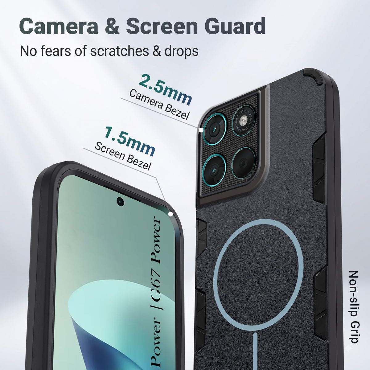 For Motorola Moto G67 Power | G57 Power Back Cover Case (Slim Hybrid Armor | Shockproof Camera Protection | Rugged Dual Layer)