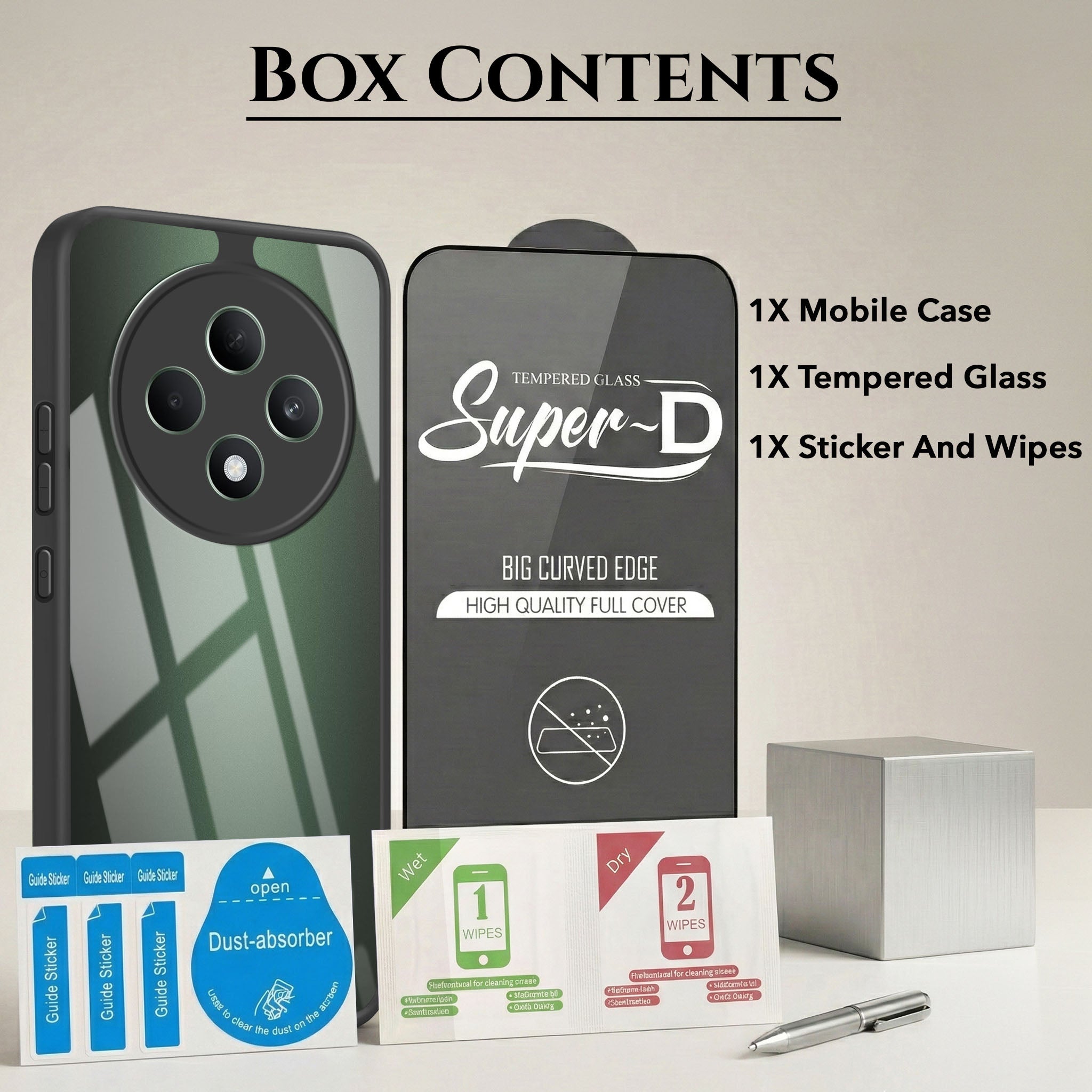 For Oppo F27 5G Combo with Back Cover and 9H Tempered Glass (Lifetime Anti-Yellow | Crystal Clear Shockproof | Oleophobic Coating Screen Glass)