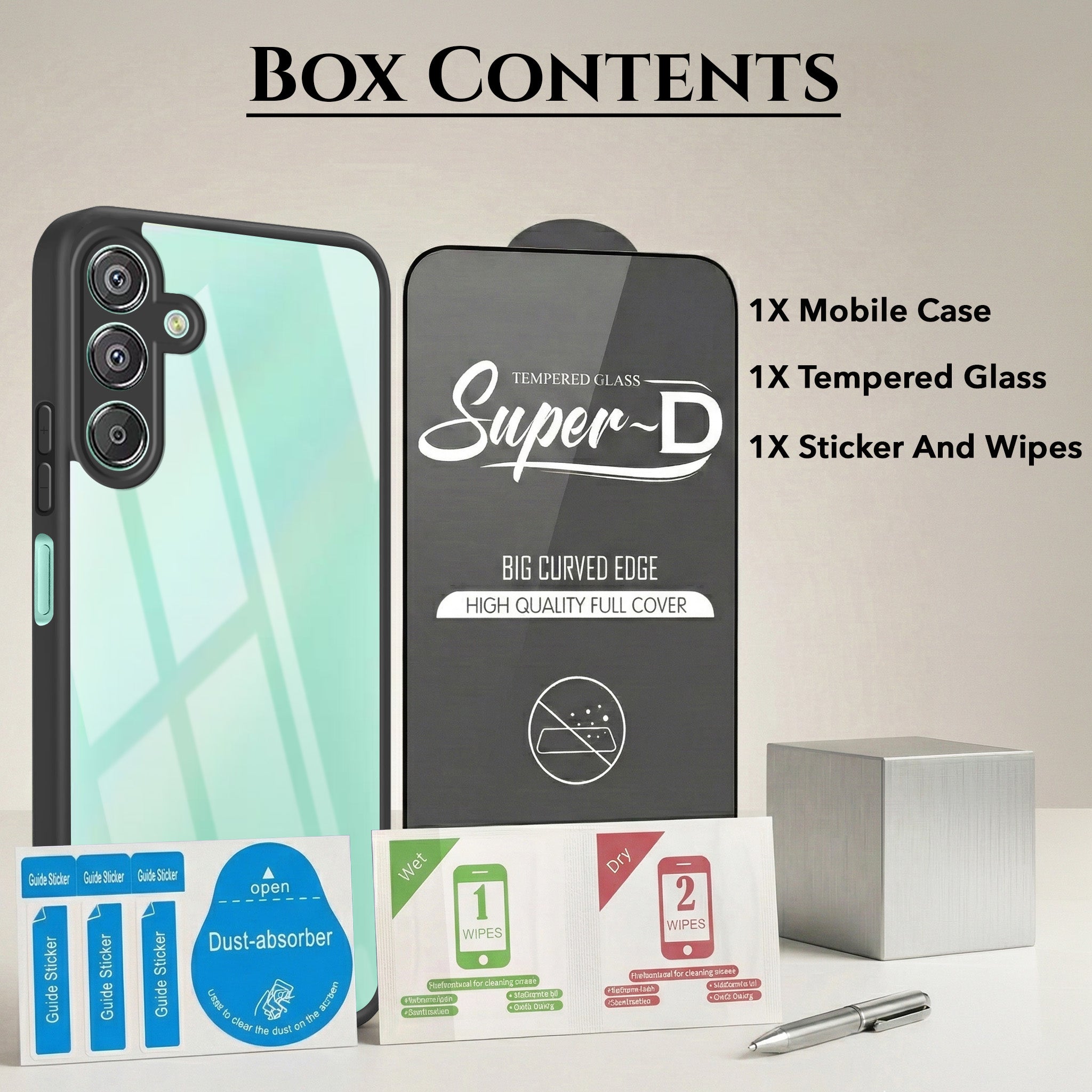 For Samsung Galaxy F15 5G Combo with Back Cover and 9H Tempered Glass (Lifetime Anti-Yellow | Crystal Clear Shockproof | Oleophobic Coating Screen Glass)