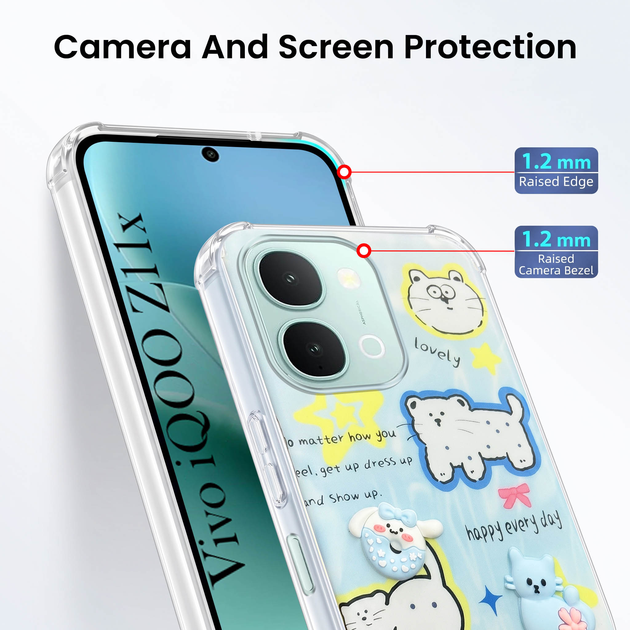 For Vivo iQOO Z11x 5G Back Cover Case (3D Cute Cartoons | Hard Back Side Soft | Matte Premium Finish | HD Printing)
