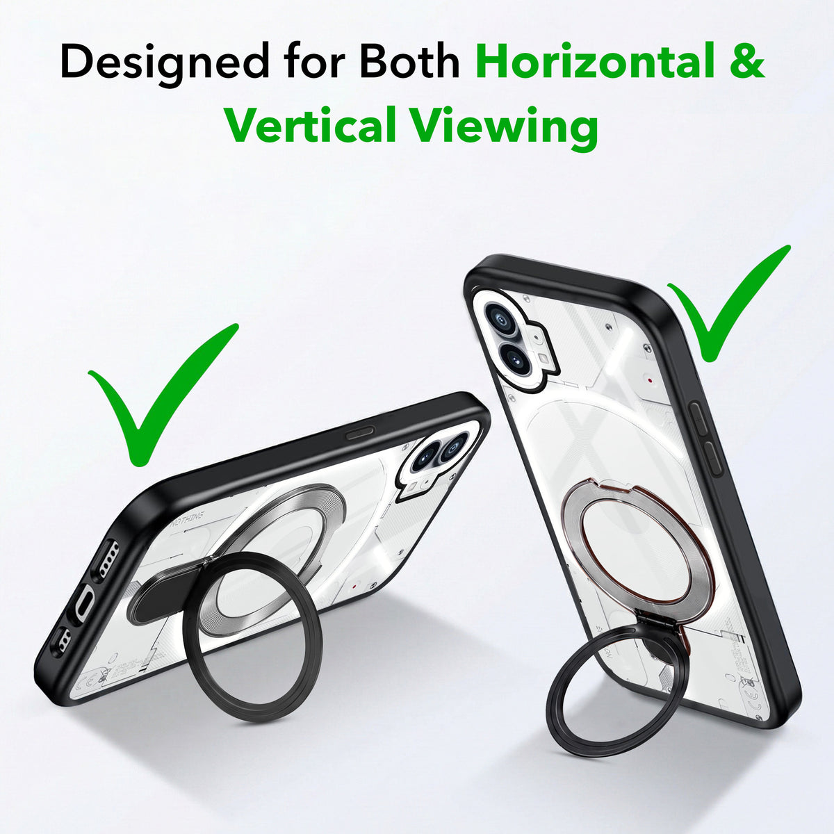 For Nothing Phone 1 Back Cover Case (Kick Stand Ring Holder | Life time Anti Yellow | Camera Protection)