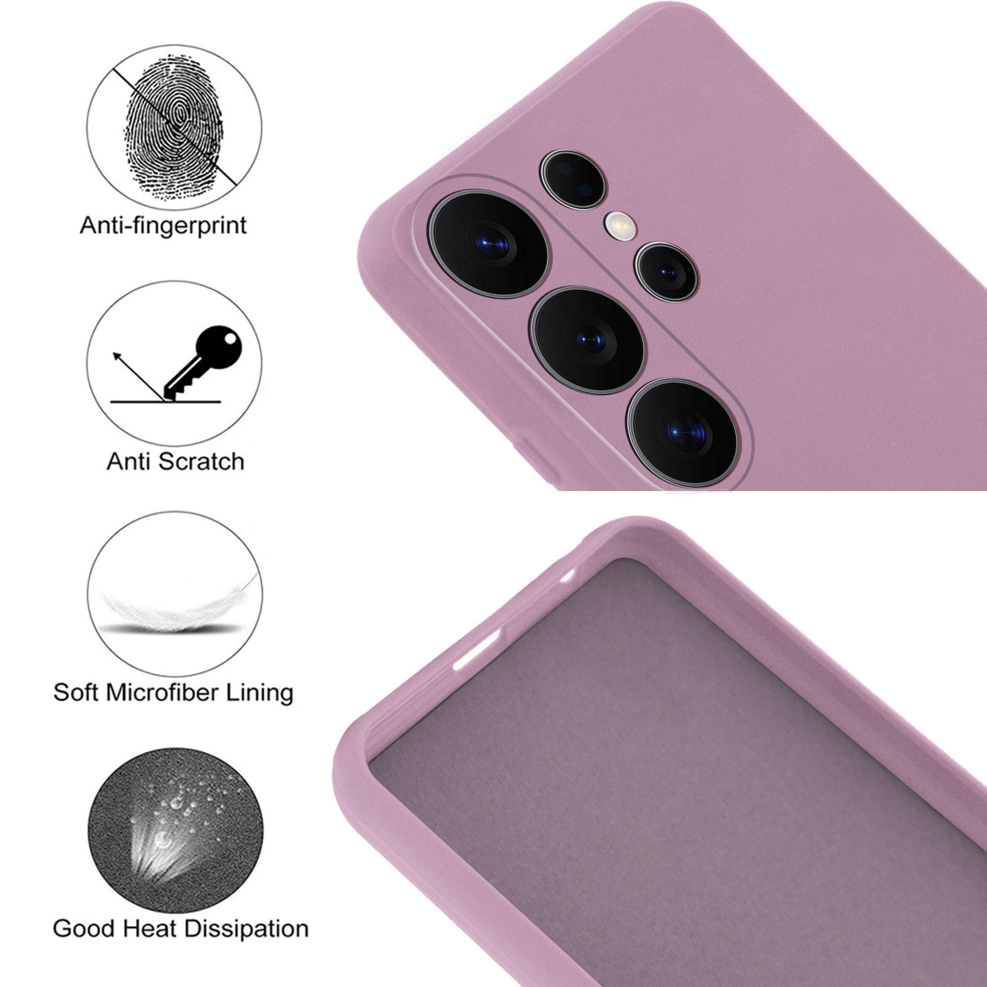 For Samsung Galaxy S26 Ultra Back Cover Case (Matte Finish Silicone with Inside Fiber cloth)