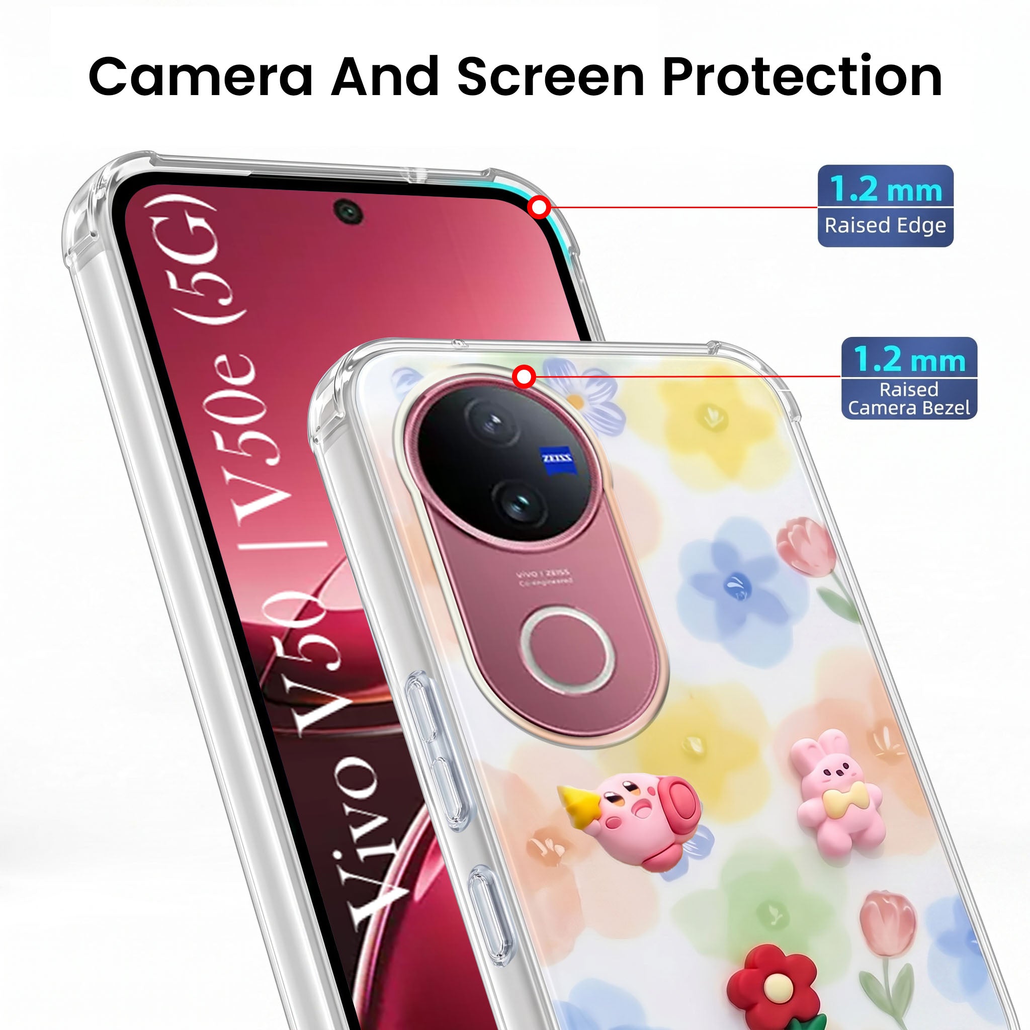 For Vivo V50 | Vivo V50e Back Cover Case (3D Cute Cartoons | Hard Back Side Soft | Matte Premium Finish | HD Printing)