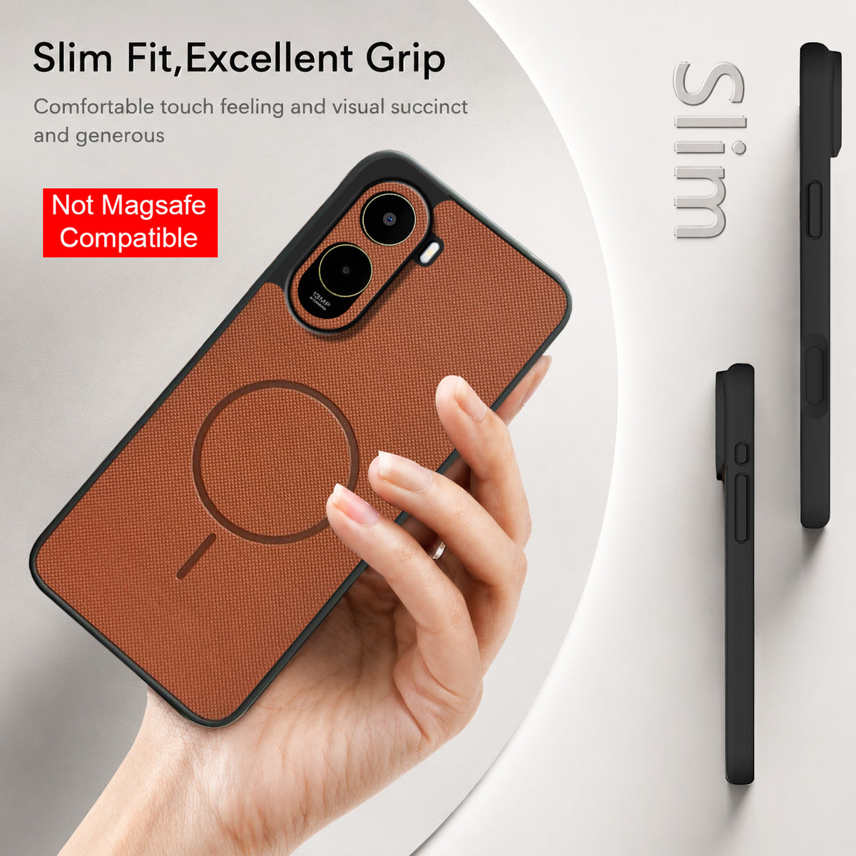 For Poco C81 5G Back Cover Case PU Leather (Texture Grip Design | Professional Minimalist | Camera Protection | Soft and Flexible)