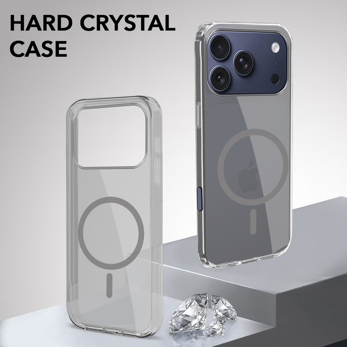For iPhone 17 Pro Back Cover Case Lifetime Anti-Yellow MagSafe Compatible Clear (Sleek Hard Crystal | Camera Protection and Shockproof)