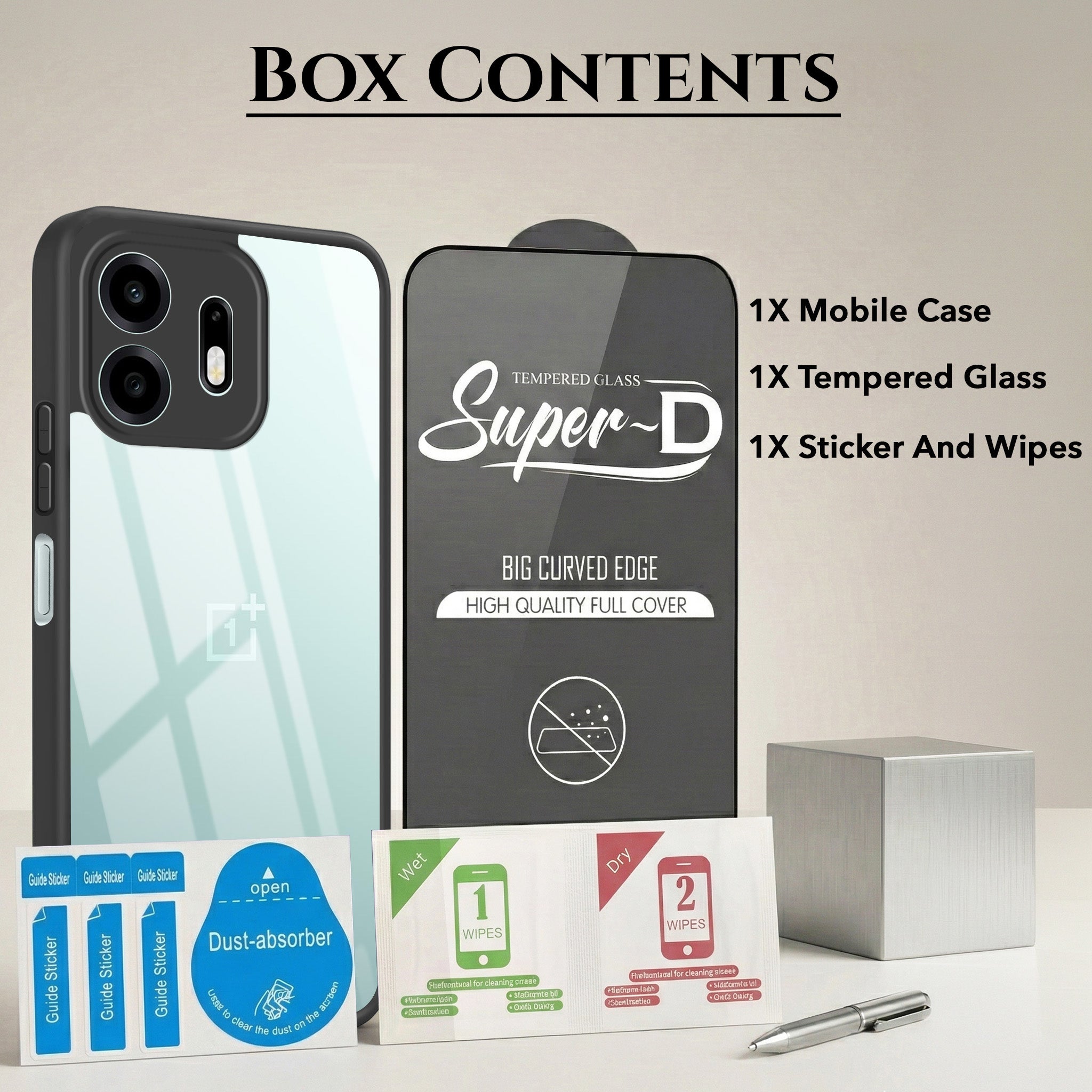 For OnePlus N6 (Combo with Back Cover and 9H Tempered Glass (Lifetime Anti-Yellow | Crystal Clear Shockproof | Oleophobic Coating Screen Glass)