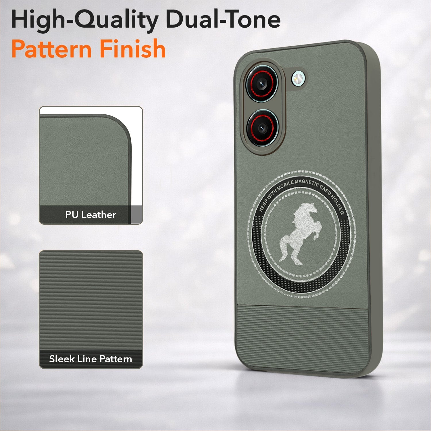 For Redmi Turbo 5 Back Cover Case PU Leather Finish (Professional Minimalist Texture | MagSafe Compatile | Camera Protection | Sleek Sober Formal)
