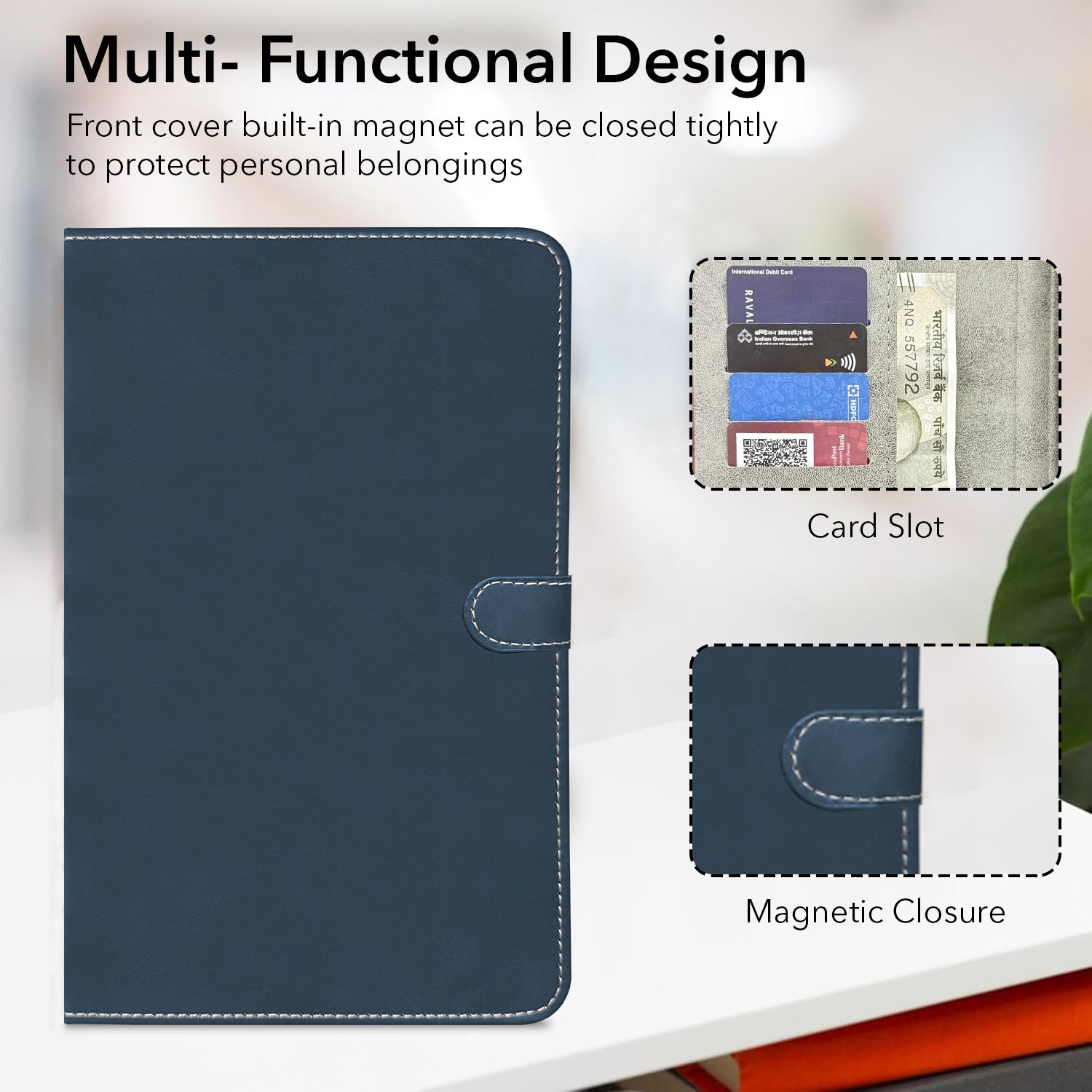 For Flip Cover Folio Case Honor Pad X8 10 Inch AGM3-W09HN (PU Matte Leather | Multi-Angle Smart Stand | Card Storage Slots | Silicone Back Pouch)