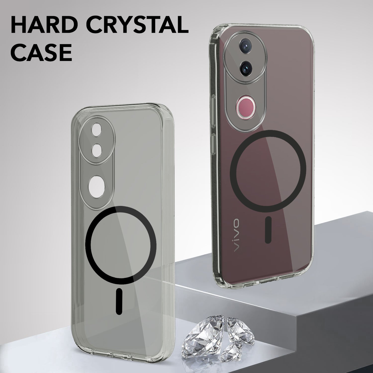 For Vivo V50 | Vivo V50e Back Cover Case Lifetime Anti-Yellow MagSafe Compatible Clear (Sleek Hard Crystal | Shockproof and Camera Protection)