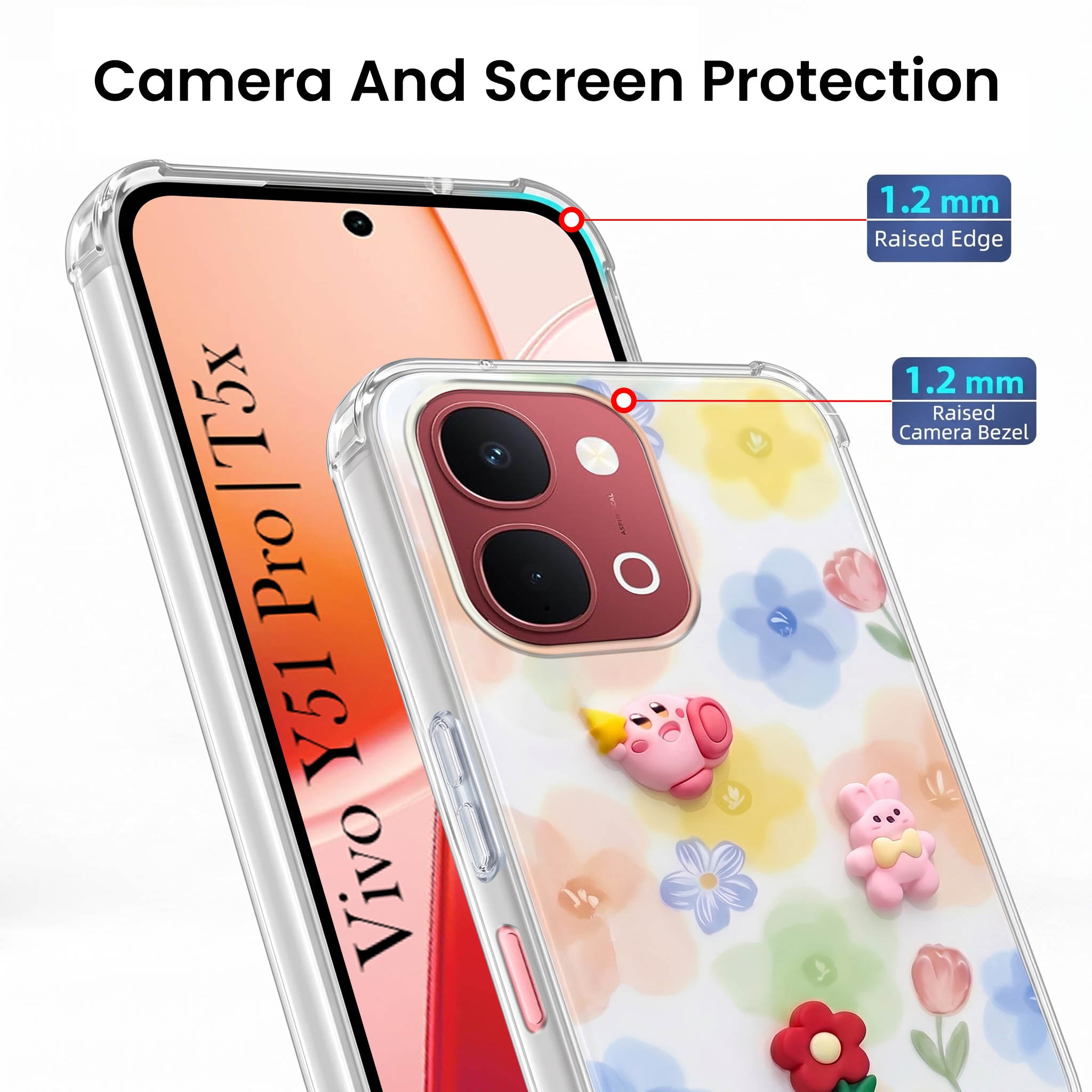 For Vivo Y51 Pro 5G | Vivo T5x Back Cover Case (3D Cute Cartoons | Hard Back Side Soft | Matte Premium Finish | HD Printing)