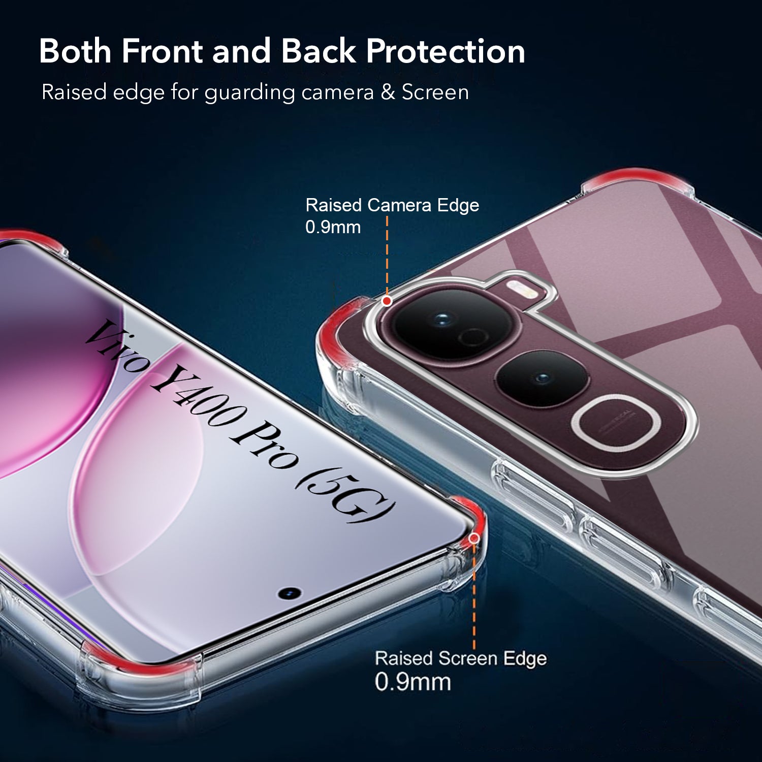 For Vivo Y400 Pro Shockproof Crystal-Clear Back Cover ( Drop & Camera Protection | Hard Polycarbonate)