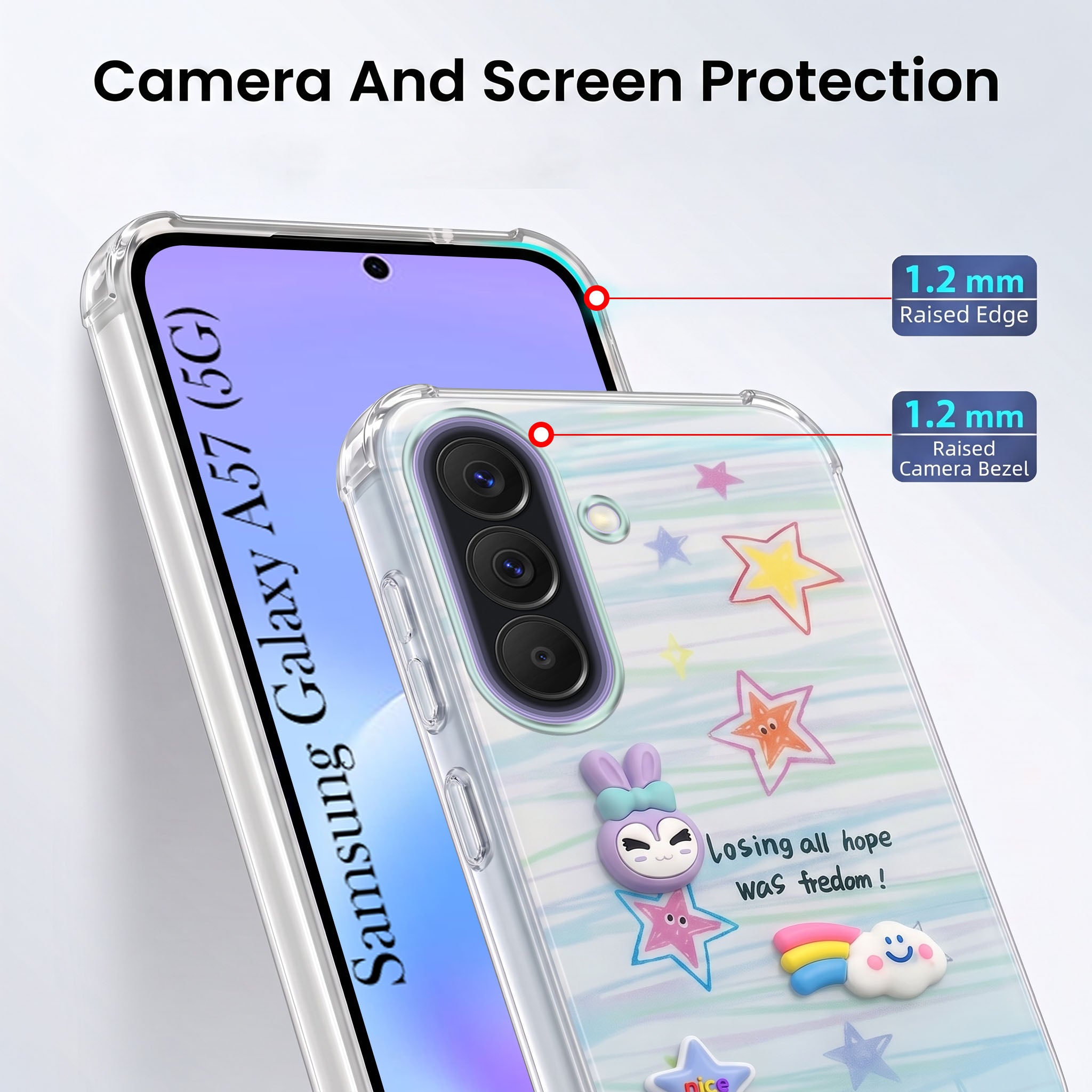 For Samsung Galaxy A57 5G Back Cover Case (3D Cute Cartoons | Hard Back Side Soft | Matte Premium Finish | HD Printing)