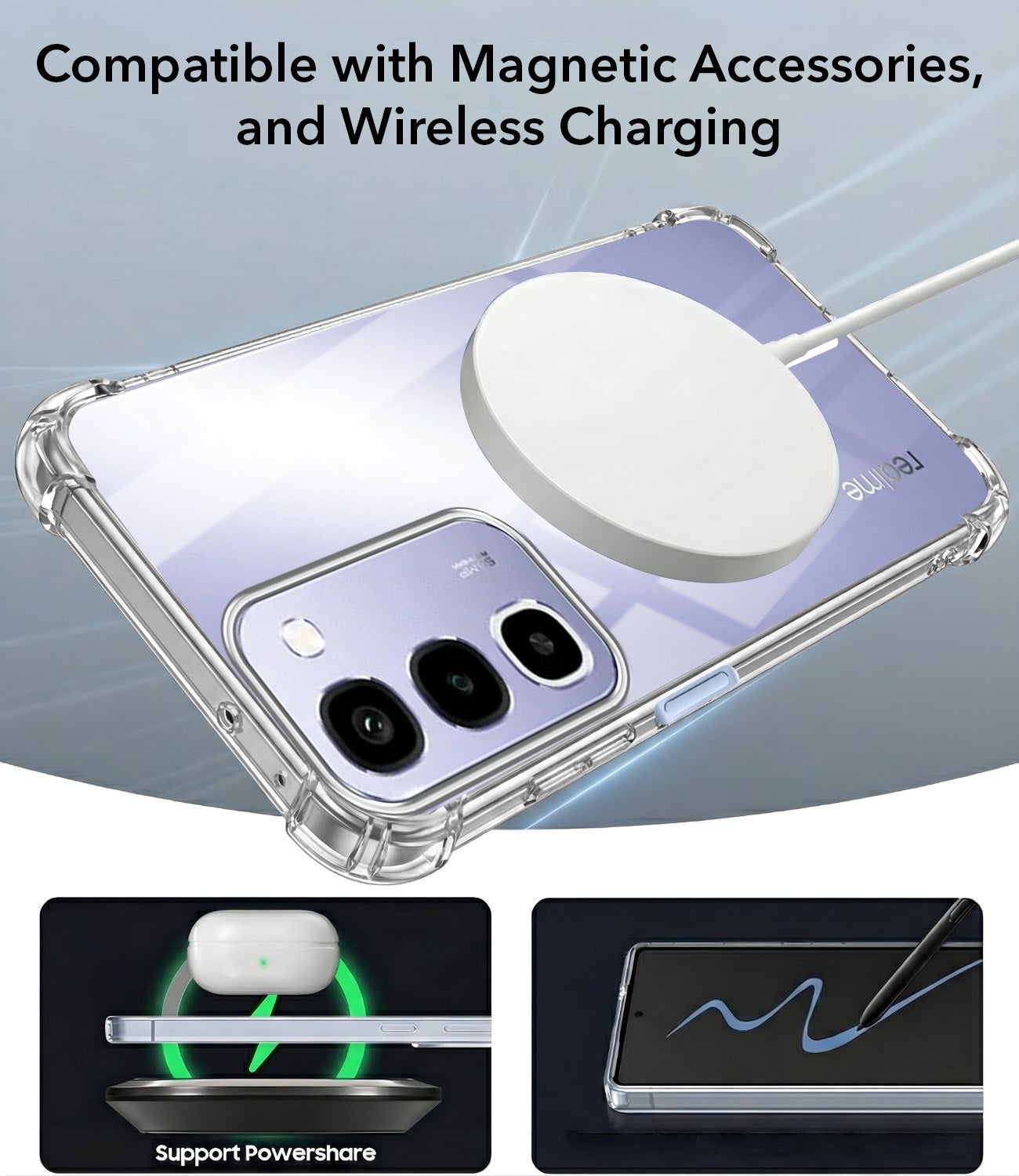 For Realme P4R 5G | Realme Narzo 100X 5G Back Cover Shockproof Crystal-Clear (Magsafe Wireless Support | Drop & Camera Protection | Hard Polycarbonate)