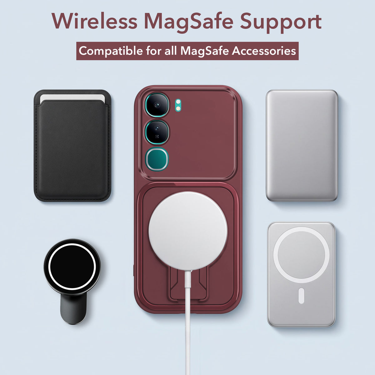For Vivo Y300 Back Case Cover Metallic (Hybrid Armor Kickstand | MagSafe Compatible | Camera Protection Shockproof)