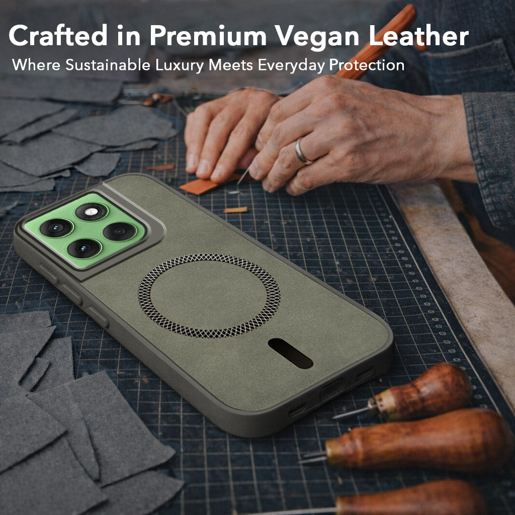 For Motorola Moto Edge 60 Back Cover Case Leather Finish (MagSafe Compatible Wireless Charging | Soft Touch | Camera Bump Protection)