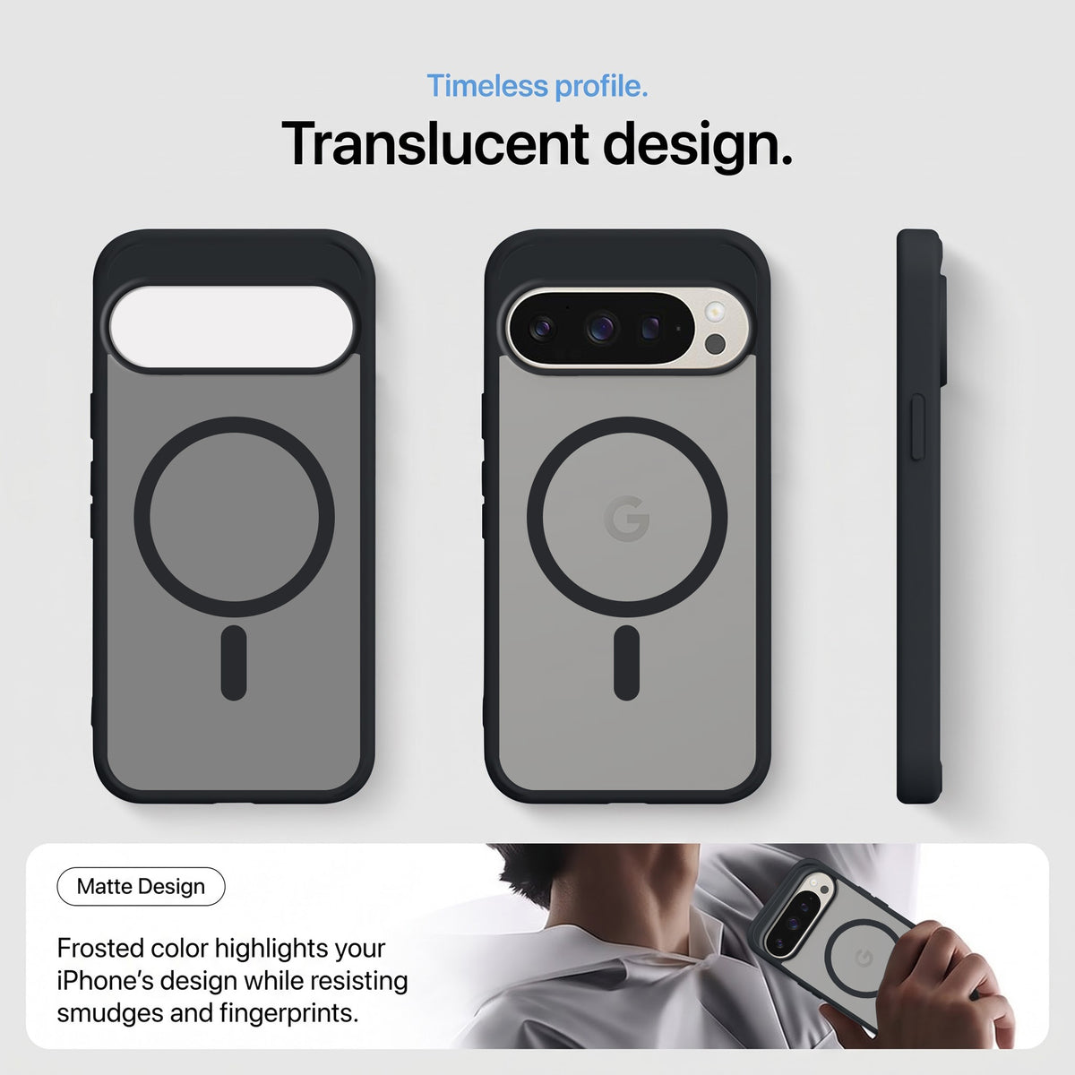 For Google Pixel 9 Pro Matte Finish Back Case Cover (MagSafe Compatible | Translucent Soft Touch | Slim and Unbreakable)