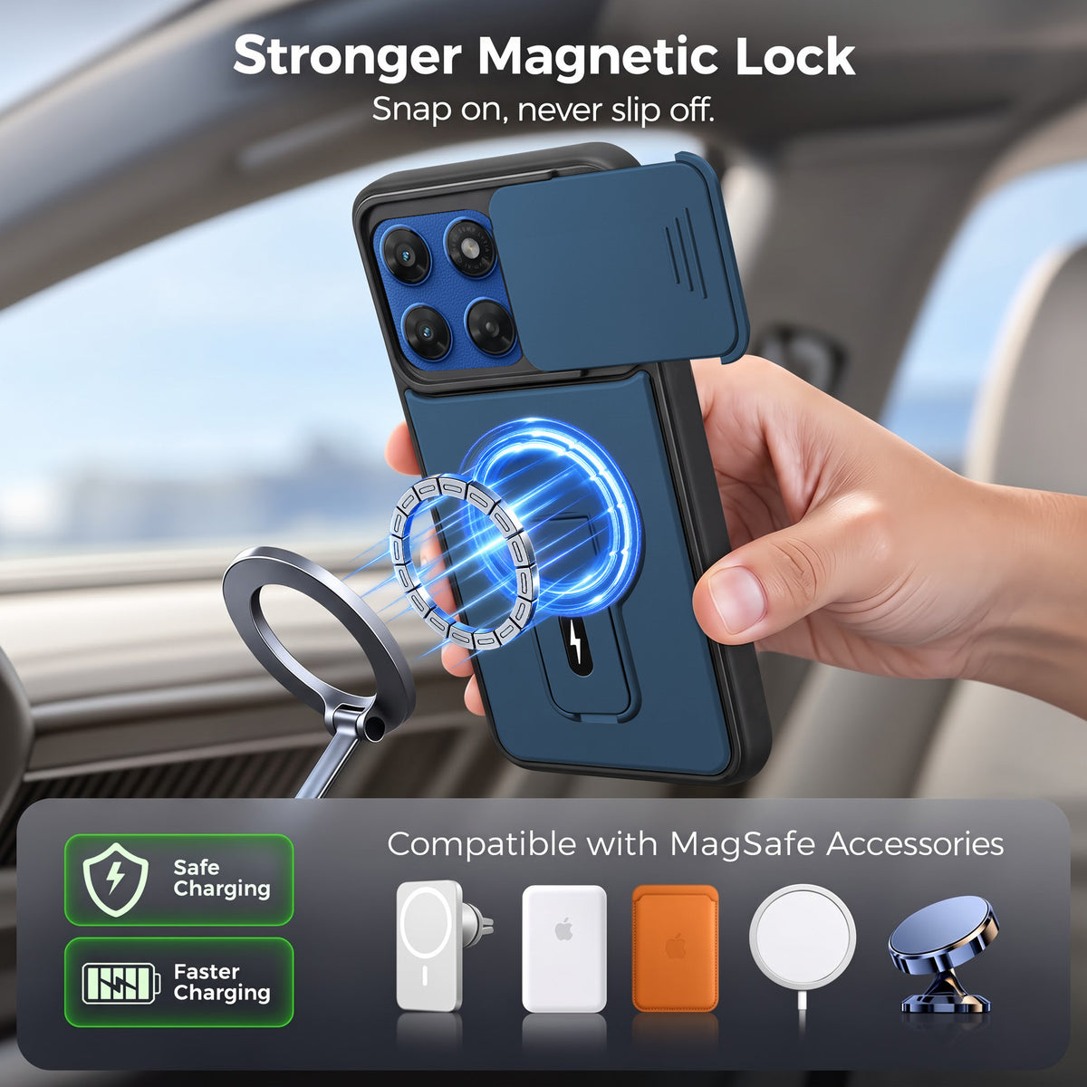 For Motorola Moto G77 Power Back Case Cover Metallic (Hybrid Armor Kickstand | MagSafe Compatible | Camera Protection Shockproof)