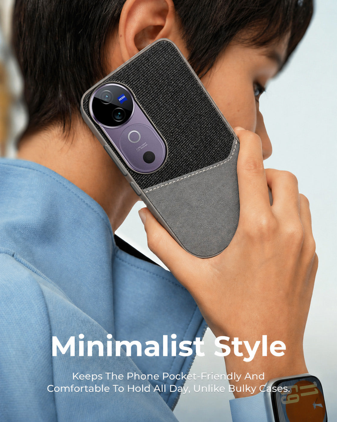 For Vivo V40 | Vivo V40 Pro Back Cover Case (Dual PU Leather Stitch | Professional Minimalist | Soft and Flexible)