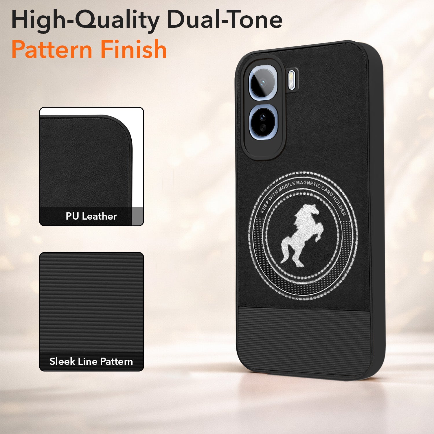 For Vivo T5 Pro 5G Back Cover Case PU Leather Finish (Professional Minimalist Texture | MagSafe Compatile | Camera Protection | Sleek Sober Formal) (Copy)