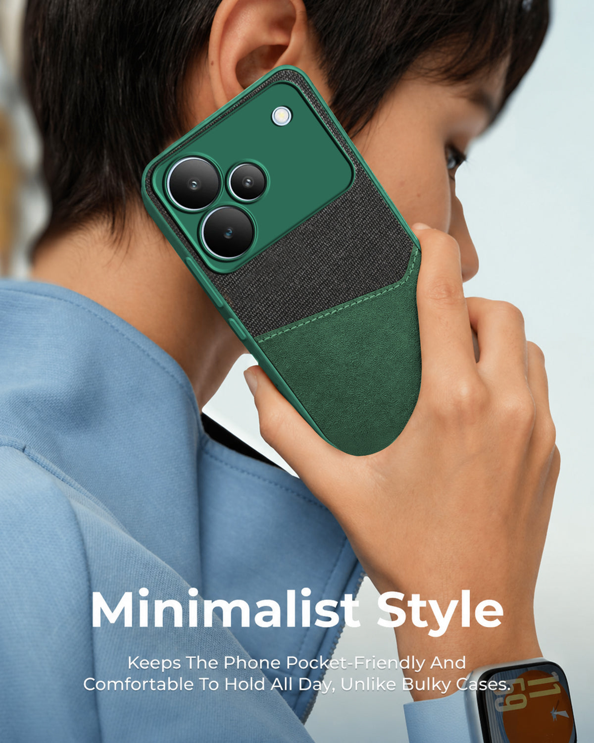 For Realme P4 Back Cover Case (Dual PU Leather Stitch | Professional Minimalist | Soft and Flexible)