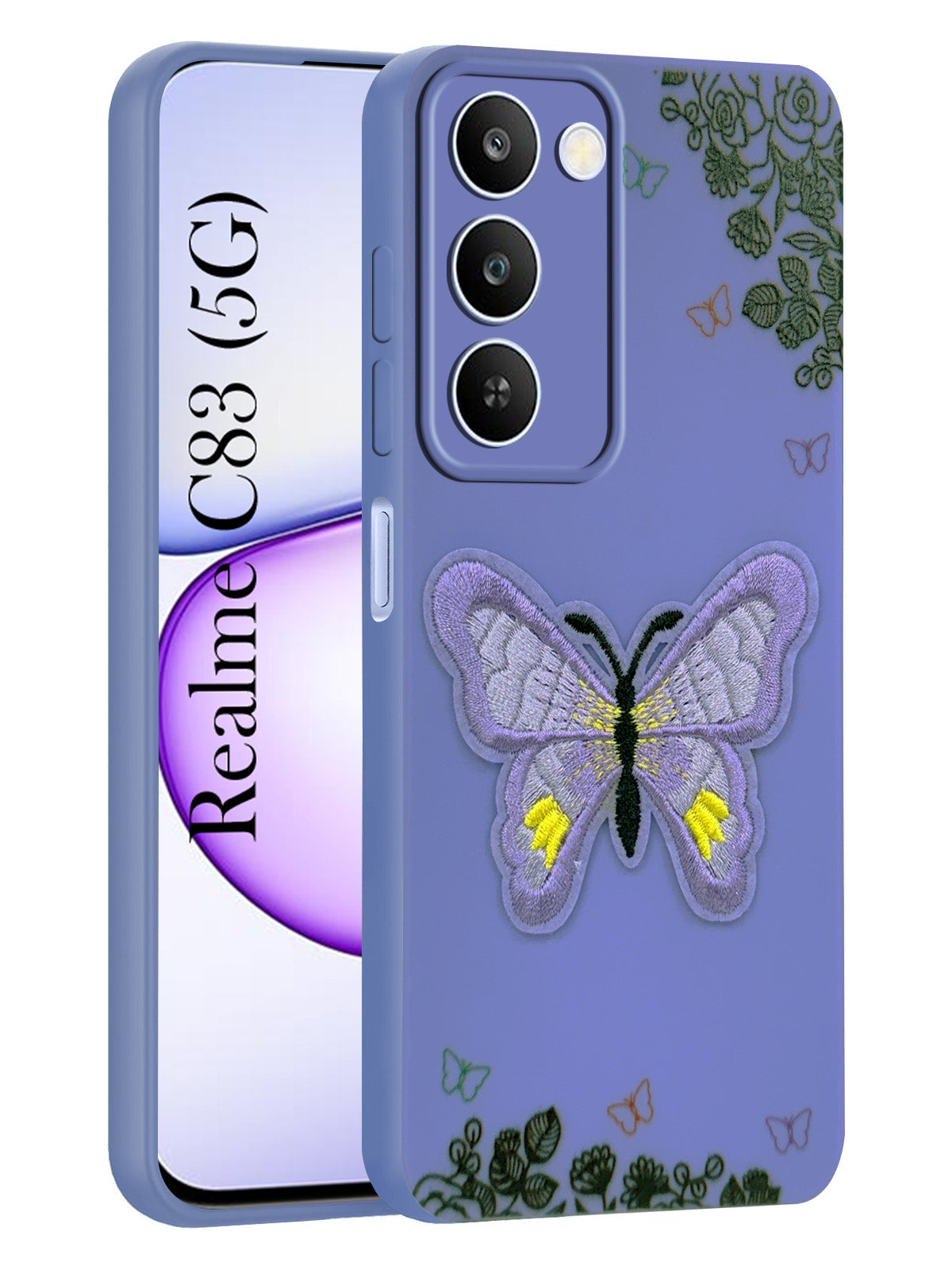 For Realme C83 5G Back Cover Case (Soft Butterfly Embroidery | Women Teen Girls | Camera Protection| Matte Silicone)
