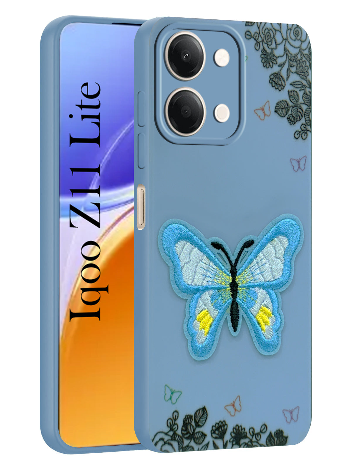 For Vivo iQOO Z11 Lite Back Cover Case (Soft Butterfly Embroidery | Women Teen Girls | Camera Protection| Matte Silicone)
