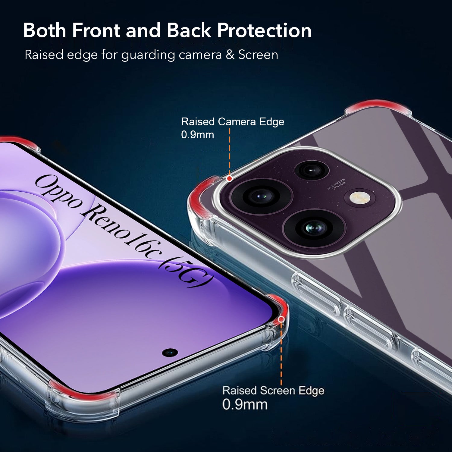 For Oppo Reno 16C 5G Back Cover Shockproof Crystal-Clear (Drop & Camera Protection | Hard Polycarbonate)