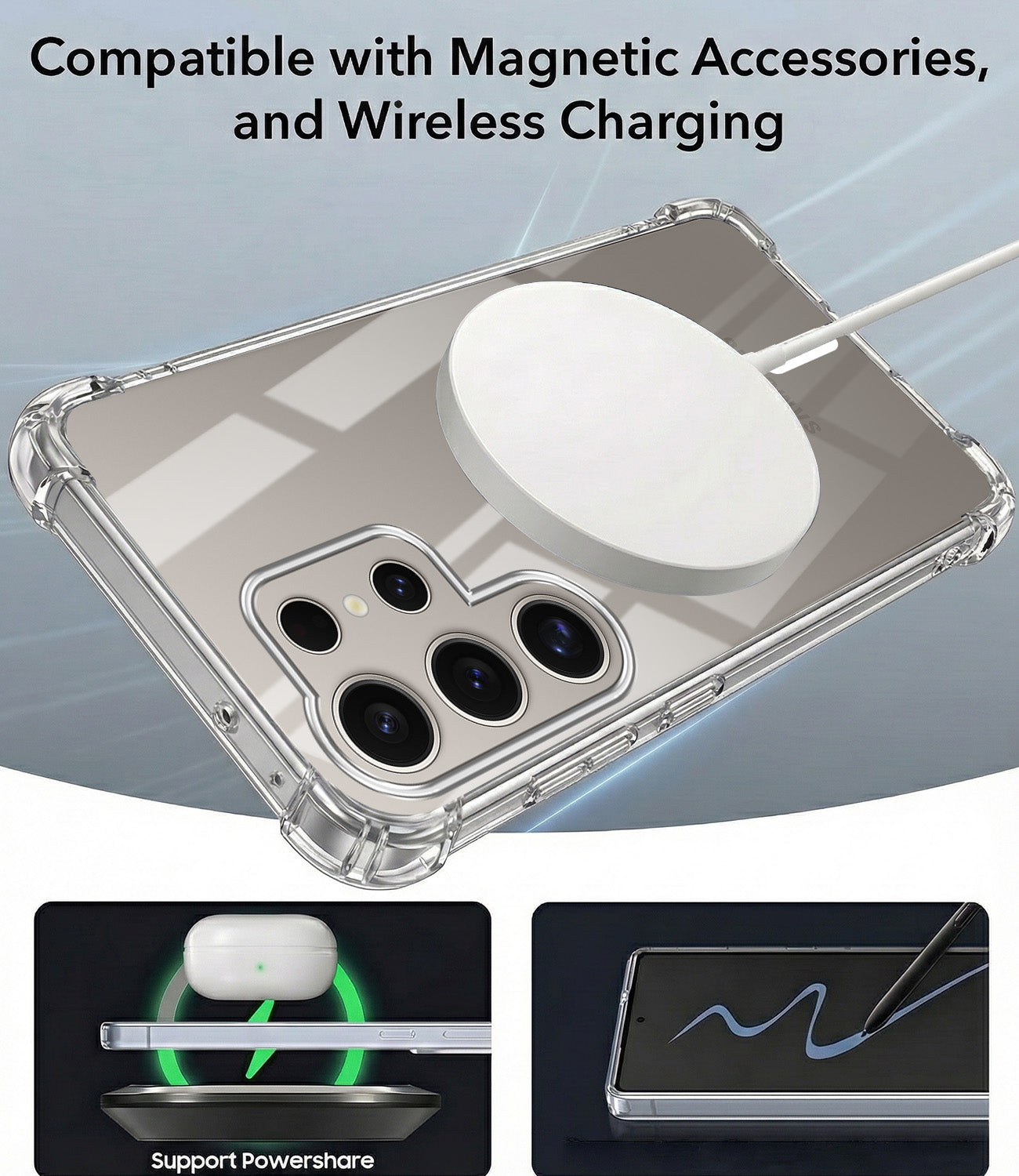 For Samsung Galaxy S24 Ultra Back Cover Shockproof Crystal-Clear (Magsafe Wireless Support | Drop & Camera Protection | Hard Polycarbonate)