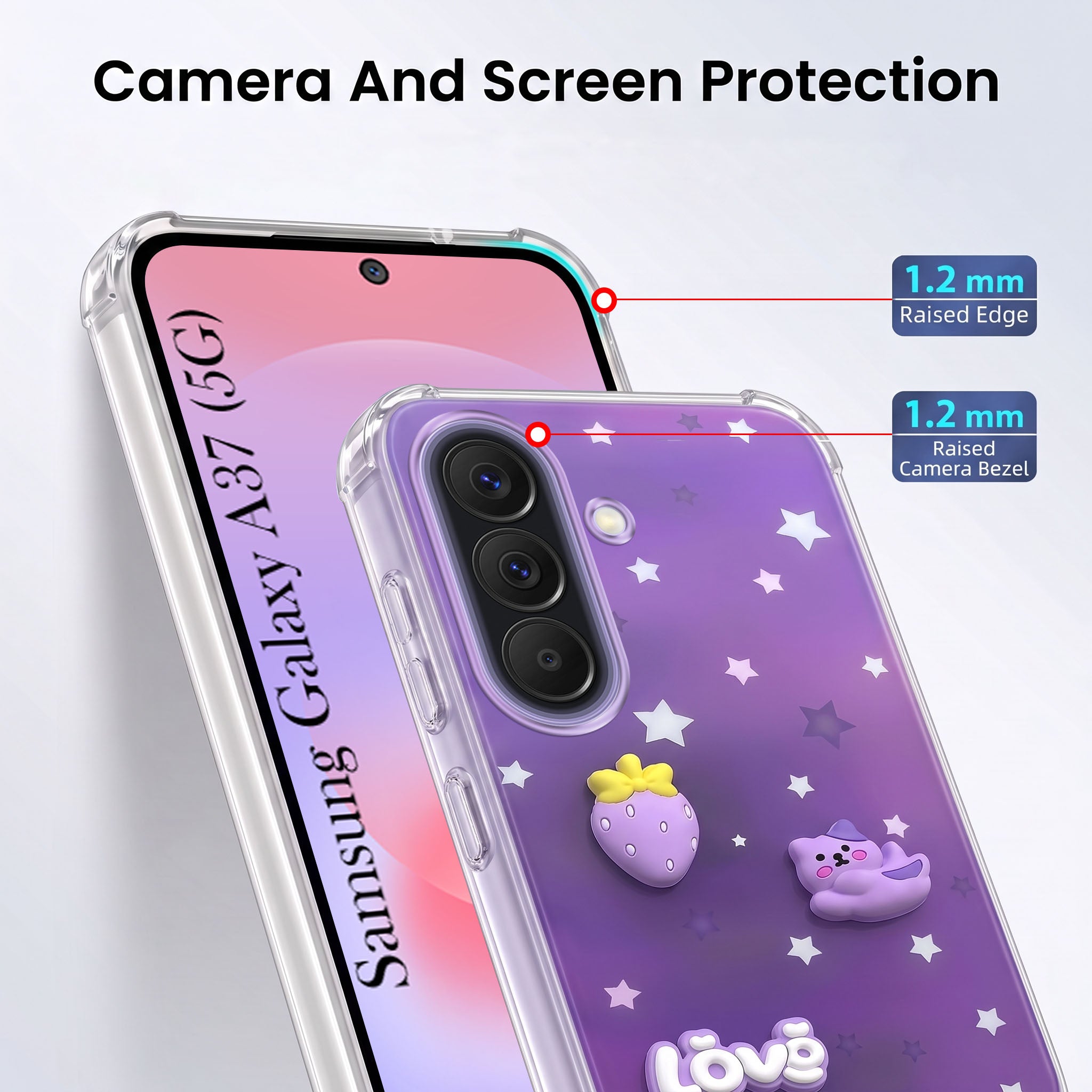 For Samsung Galaxy A37 5G Back Cover Case (3D Cute Cartoons | Hard Back Side Soft | Matte Premium Finish | HD Printing)