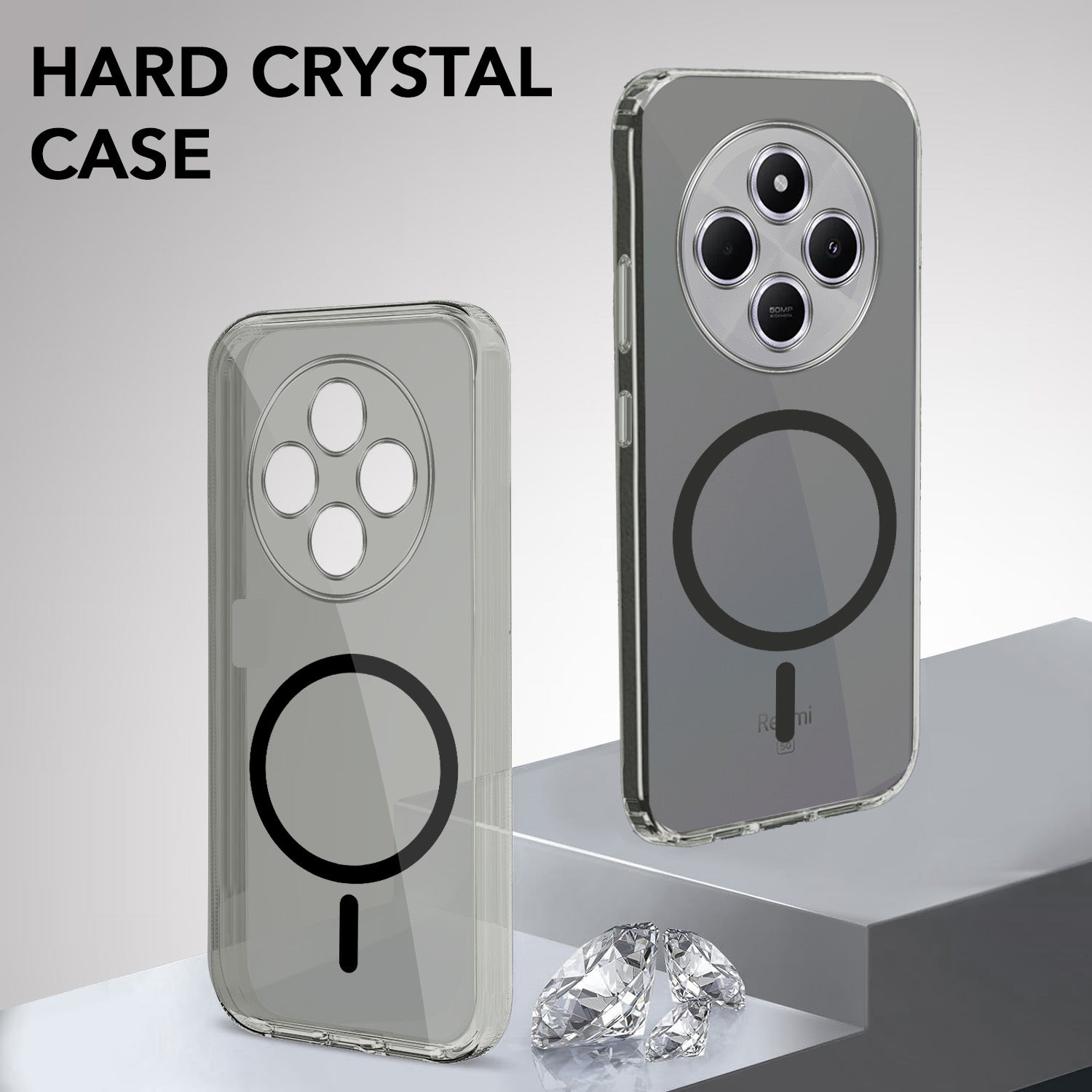 For Redmi A4 5G | Xiaomi Redmi 14C Back Cover Case Lifetime Anti-Yellow MagSafe Compatible Clear (Sleek Hard Crystal | Shockproof and Camera Protection)