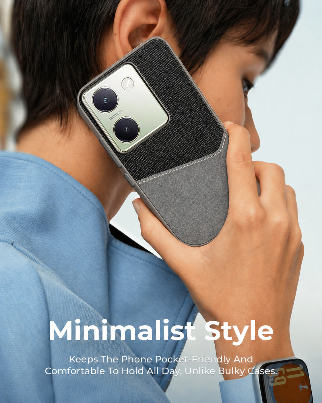 For Vivo Y200 Pro 5G Back Cover Case (Dual PU Leather Stitch | Professional Minimalist | Soft and Flexible)