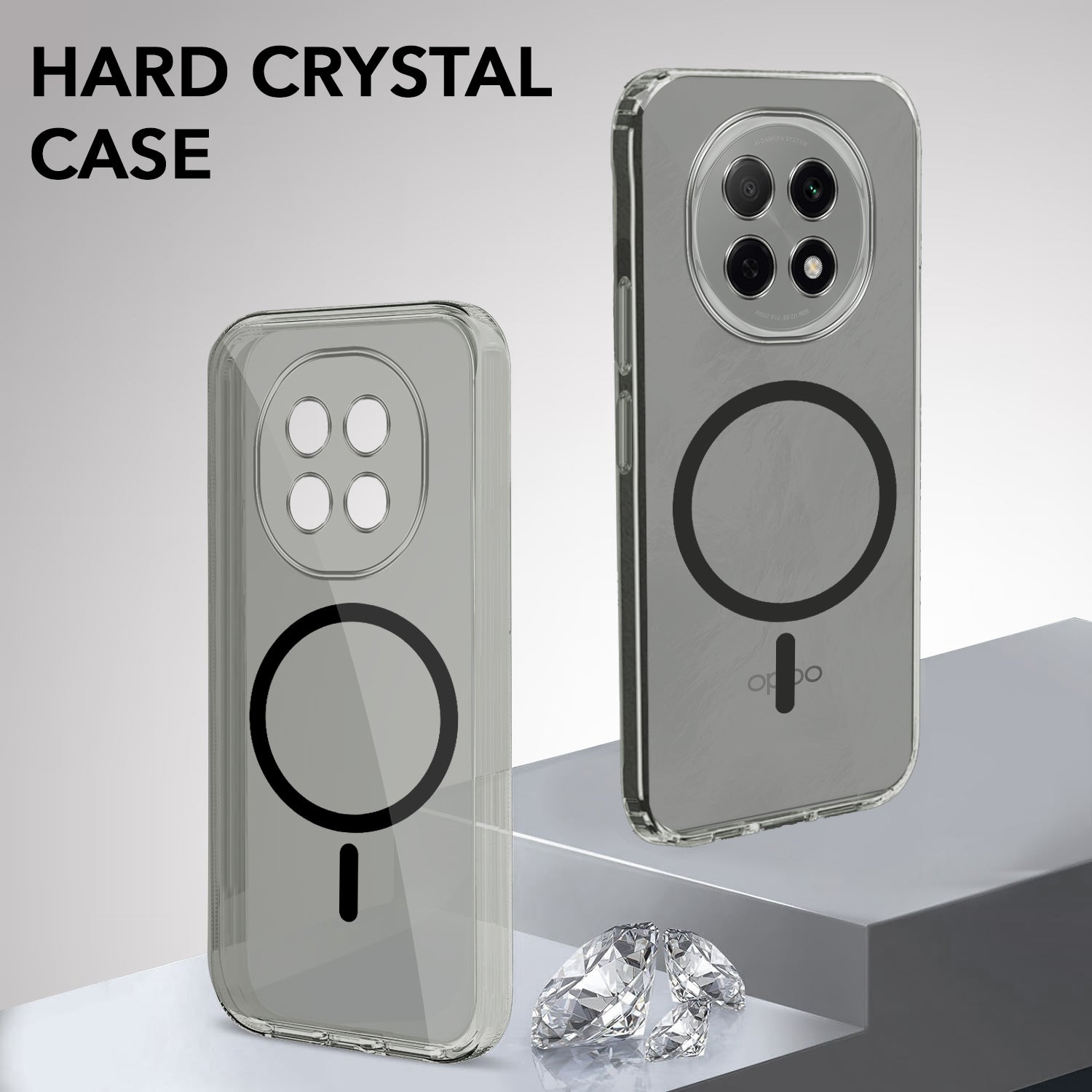 For Oppo F29 Pro Back Cover Case Lifetime Anti-Yellow MagSafe Compatible Clear (Sleek Hard Crystal | Shockproof and Camera Protection)