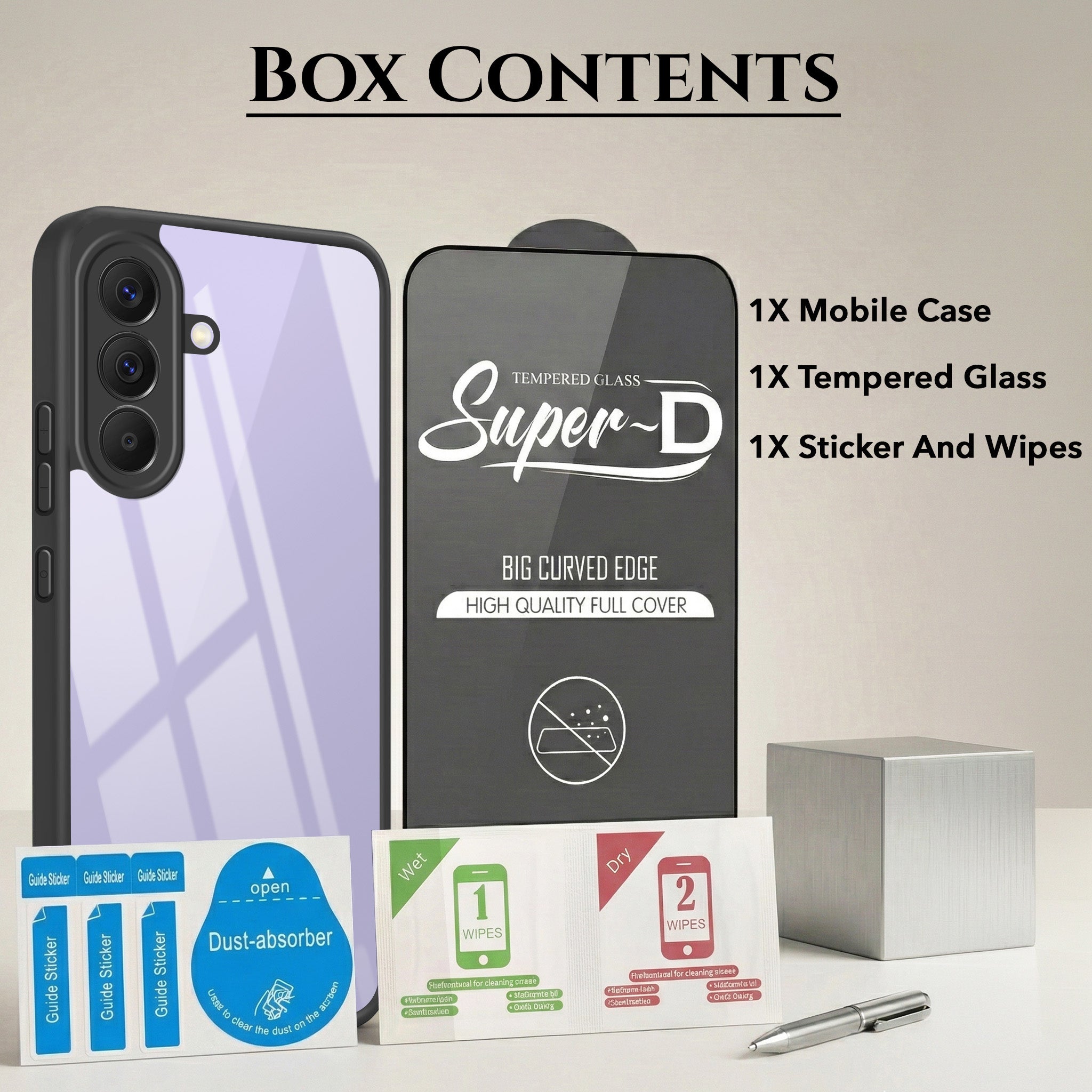 For Samsung Galaxy A57 5G Combo with Back Cover and 9H Tempered Glass (Lifetime Anti-Yellow | Crystal Clear Shockproof | Oleophobic Coating Screen Glass)