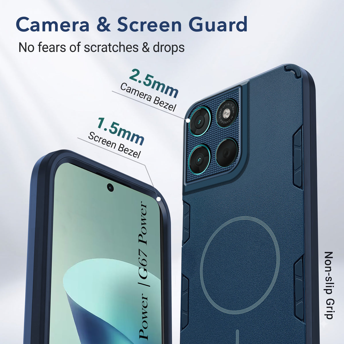 For Motorola Moto G67 Power | G57 Power Back Cover Case (Slim Hybrid Armor | Shockproof Camera Protection | Rugged Dual Layer)