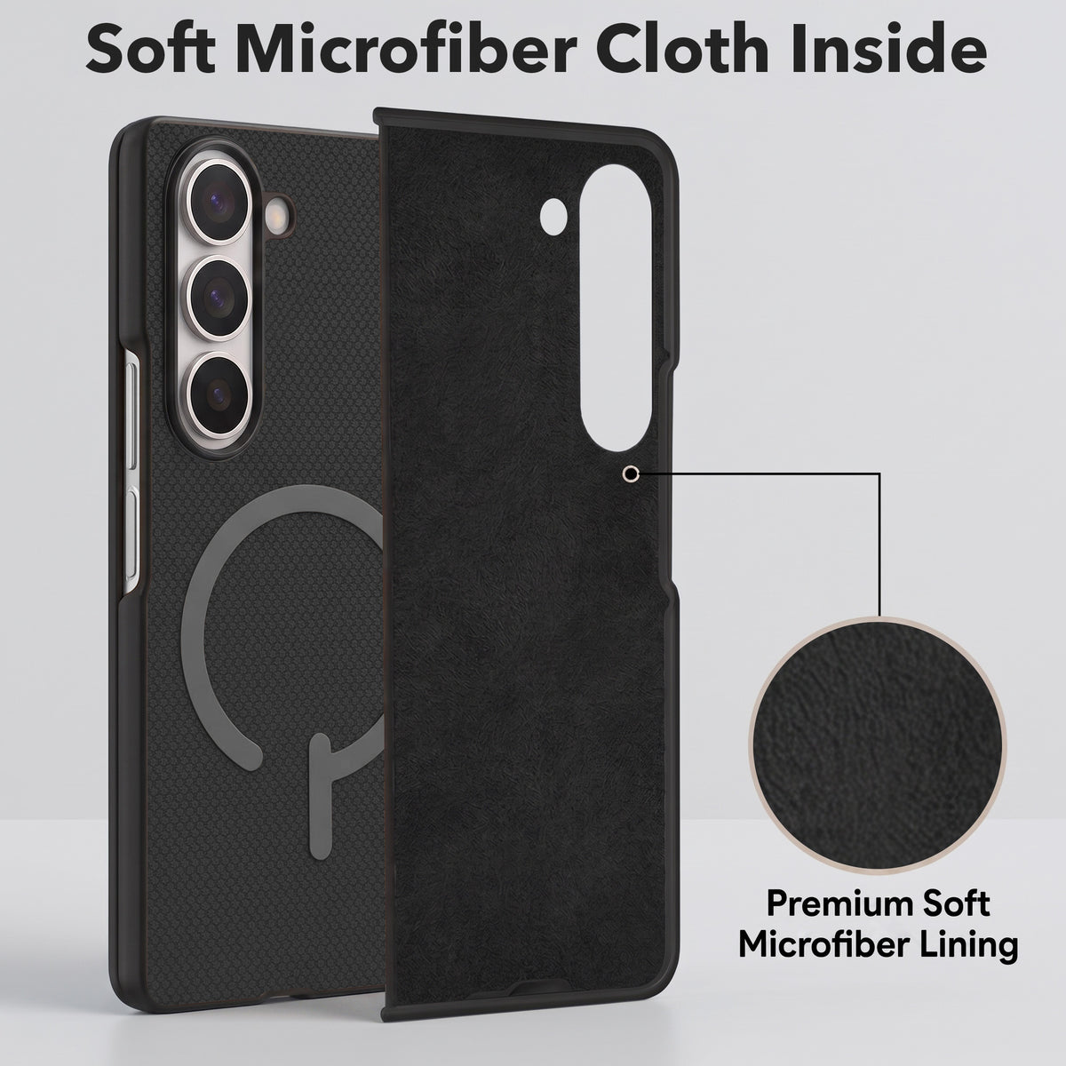 For Samsung Galaxy Z Fold 6 5G Premium Magnetic Back Cover Case (MagSafe Compatible | 180° Folding Design | Soft Microfiber Inner Lining | Textured Blue Finish)
