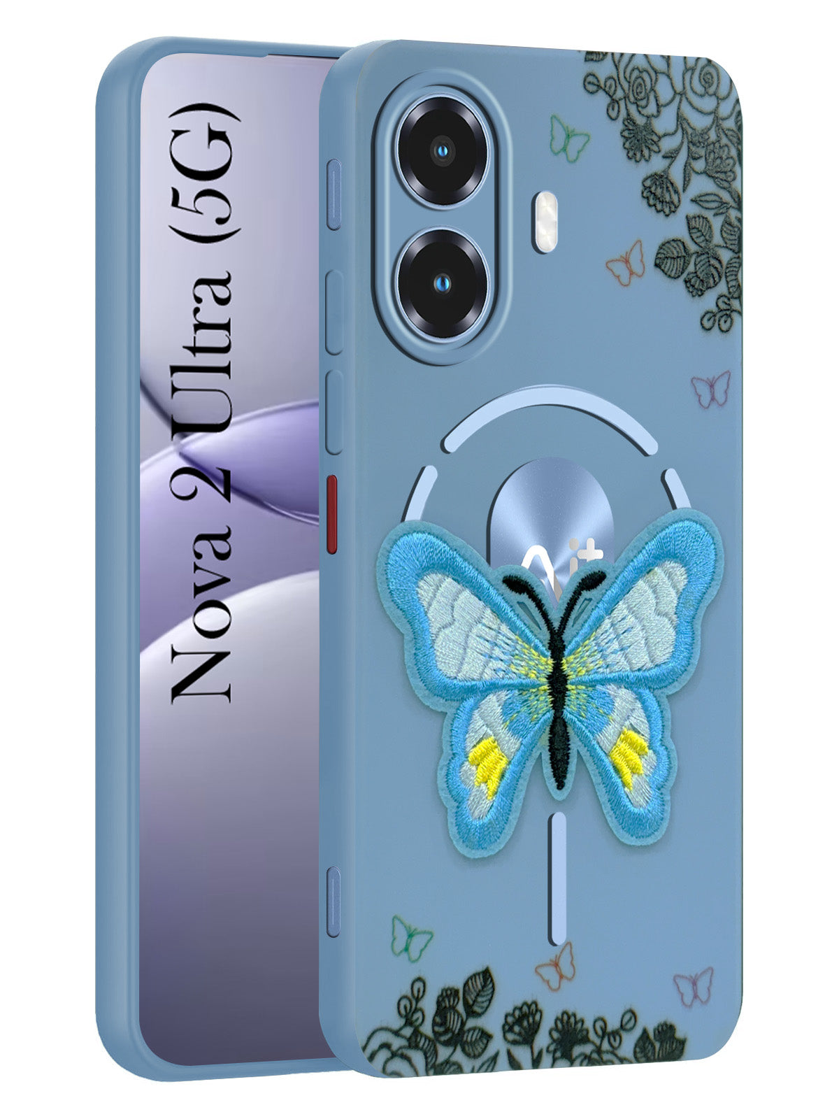 For Ai+ Nova 2 Ultra 5G Back Cover Case (Soft Butterfly Embroidery | Women Teen Girls | Camera Protection| Matte Silicone)