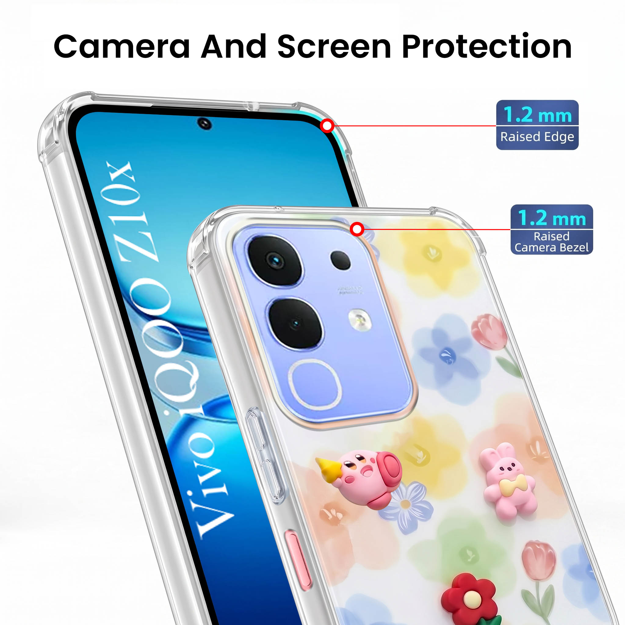 For Vivo iQOO Z10x Back Cover Case (3D Cute Cartoons | Hard Back Side Soft | Matte Premium Finish | HD Printing)