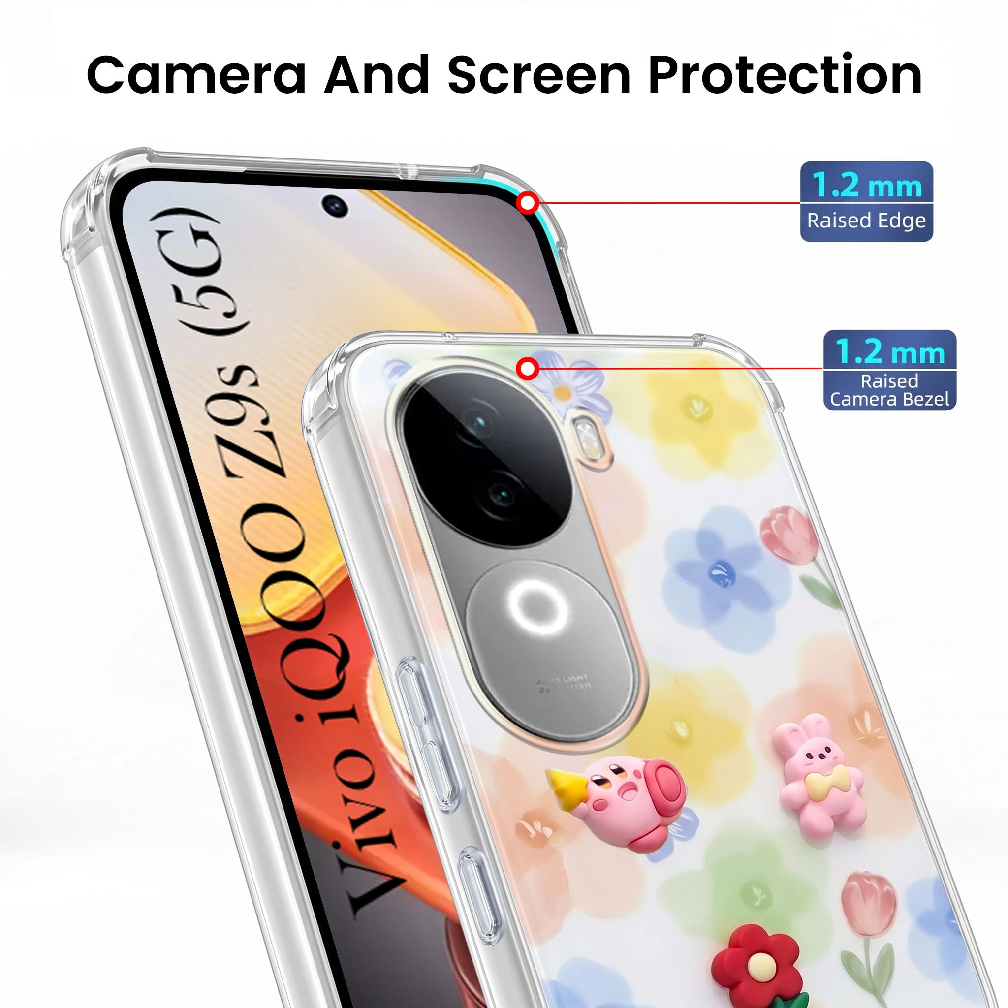 For Vivo iQOO Z9s Back Cover Case (3D Cute Cartoons | Hard Back Side Soft | Matte Premium Finish | HD Printing)